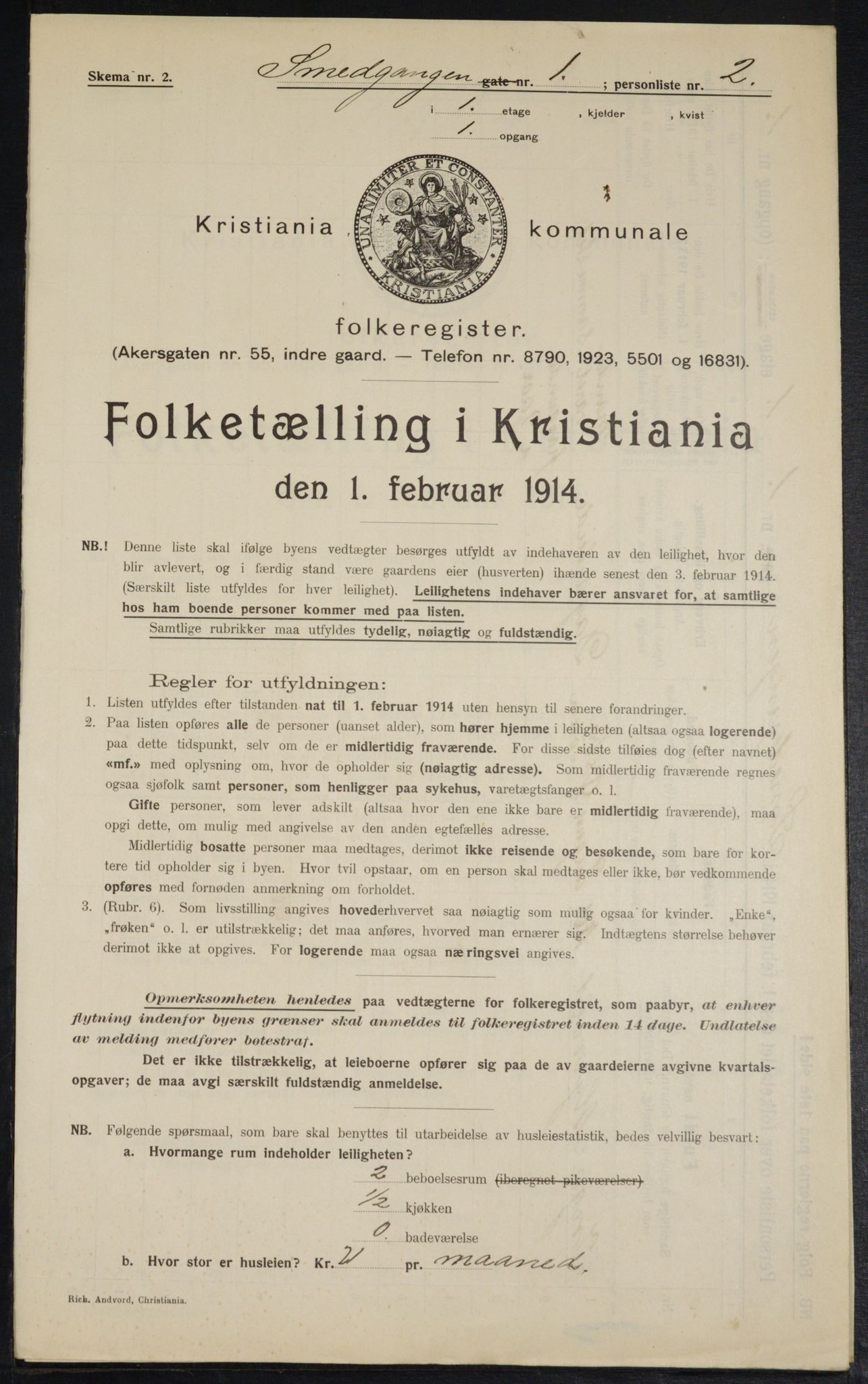 OBA, Kommunal folketelling 1.2.1914 for Kristiania, 1914, s. 96956