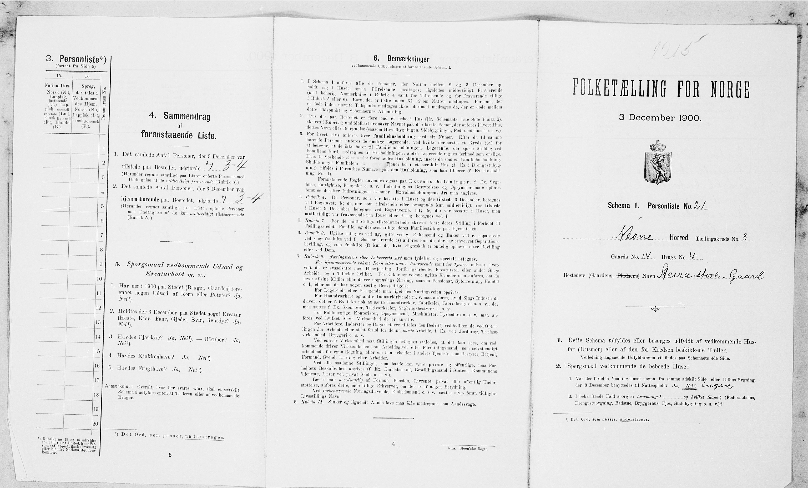 SAT, Folketelling 1900 for 1828 Nesna herred, 1900, s. 212