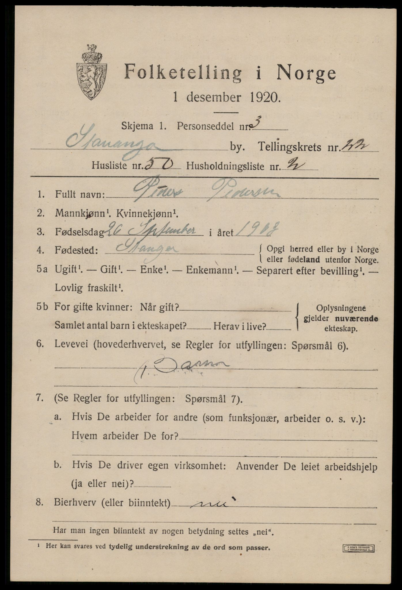 SAST, Folketelling 1920 for 1103 Stavanger kjøpstad, 1920, s. 74458