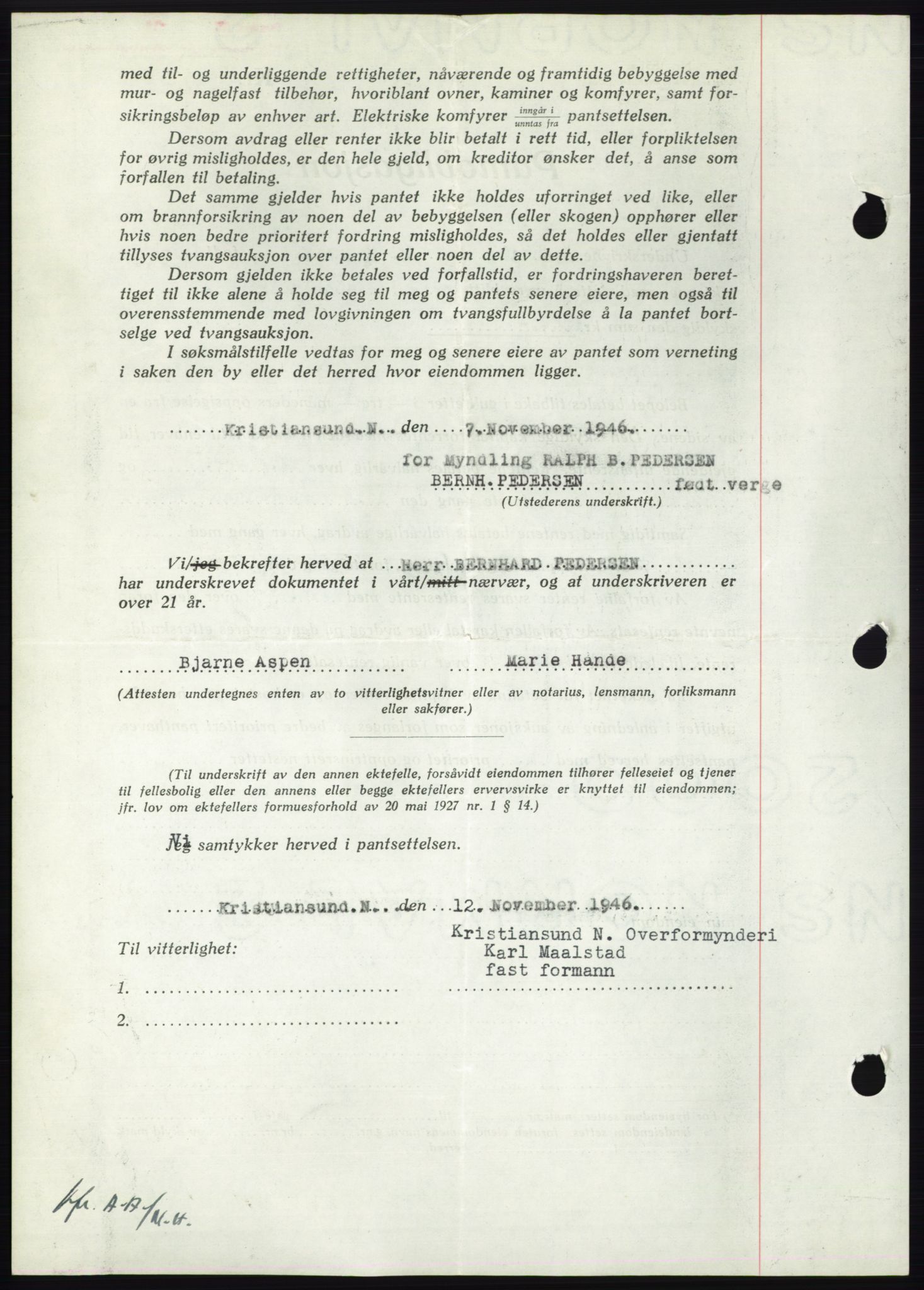 Nordmøre sorenskriveri, AV/SAT-A-4132/1/2/2Ca: Pantebok nr. B95, 1946-1947, Dagboknr: 2342/1946