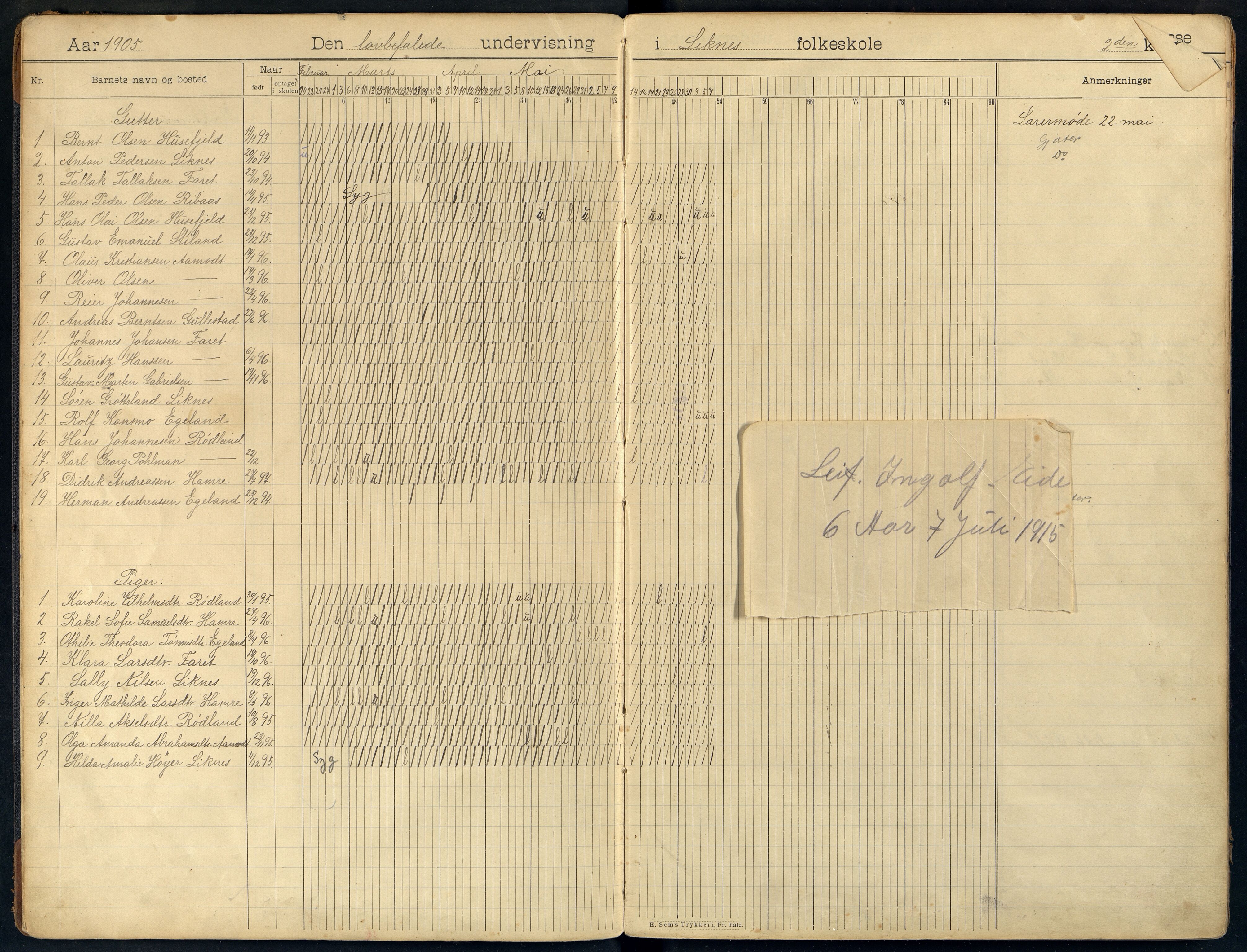 Kvinesdal kommune - Liknes Skole, ARKSOR/1037KG557/I/L0004: Dagbok, 1905-1923