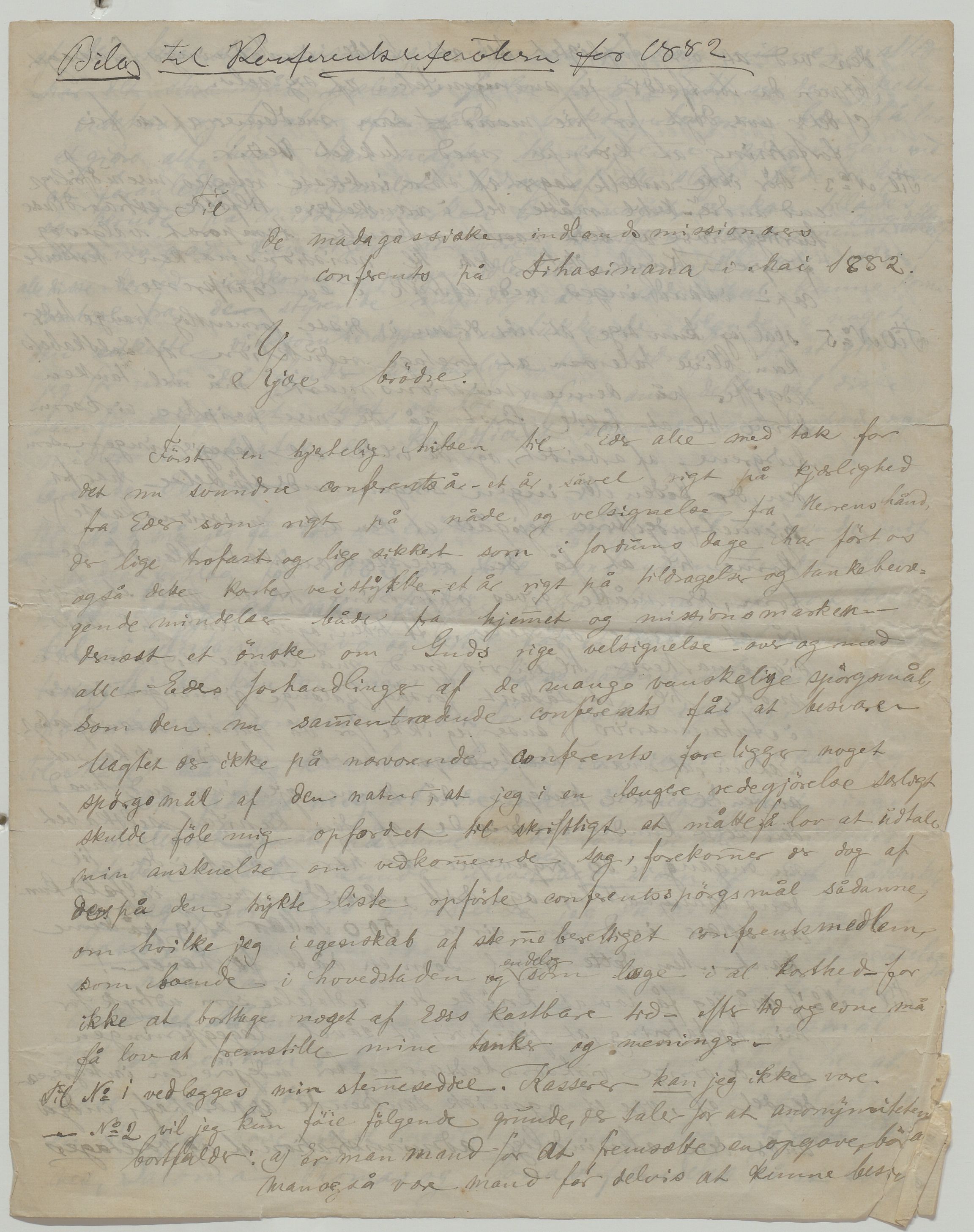 Det Norske Misjonsselskap - hovedadministrasjonen, VID/MA-A-1045/D/Da/Daa/L0036/0001: Konferansereferat og årsberetninger / Konferansereferat fra Madagaskar Innland., 1882