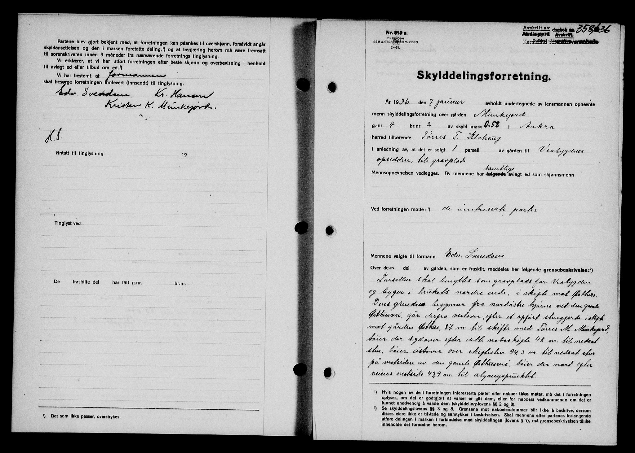 Karmsund sorenskriveri, SAST/A-100311/01/II/IIB/L0066: Pantebok nr. 47A, 1936-1936, Dagboknr: 358/1936