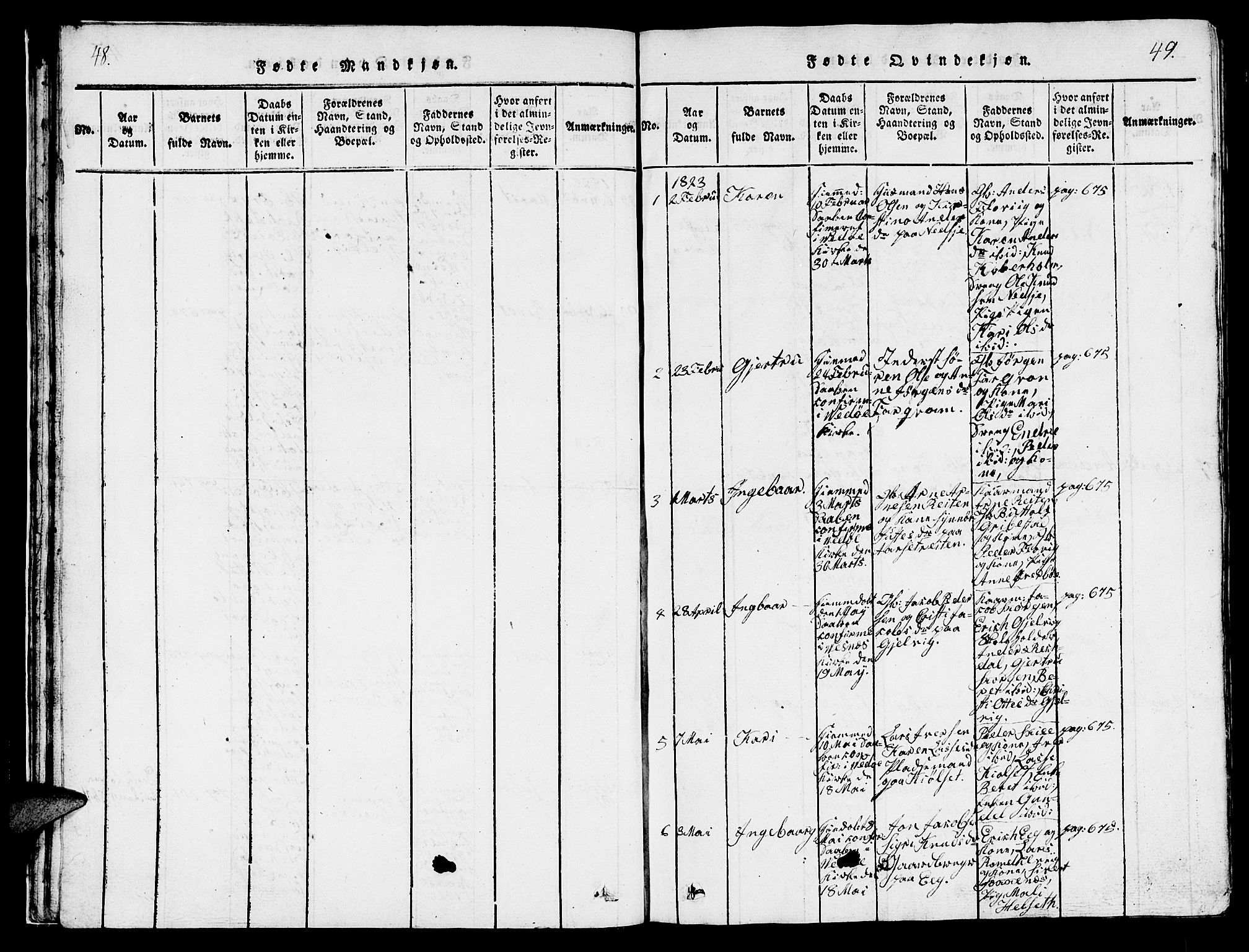 Ministerialprotokoller, klokkerbøker og fødselsregistre - Møre og Romsdal, SAT/A-1454/547/L0610: Klokkerbok nr. 547C01, 1818-1839, s. 48-49