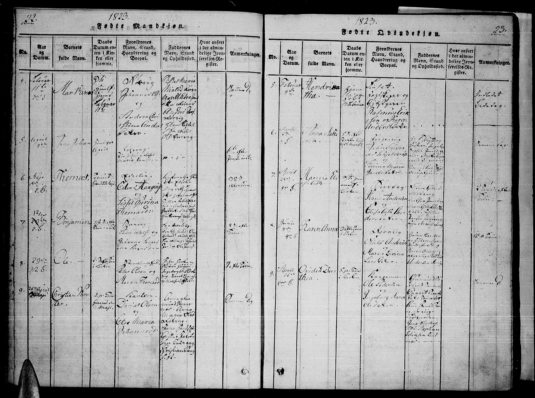 Ministerialprotokoller, klokkerbøker og fødselsregistre - Nordland, AV/SAT-A-1459/859/L0842: Ministerialbok nr. 859A02, 1821-1839, s. 22-23