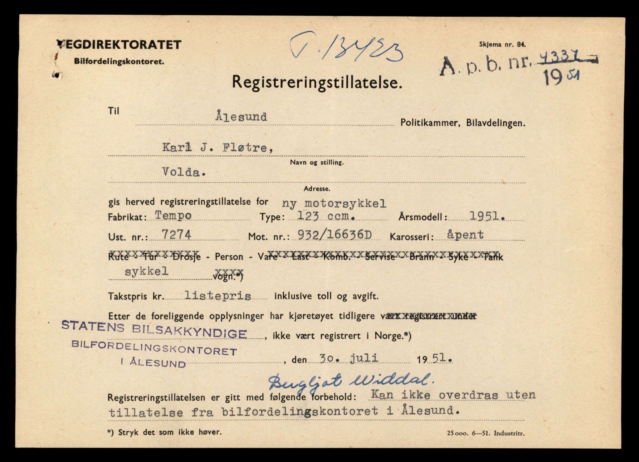 Møre og Romsdal vegkontor - Ålesund trafikkstasjon, AV/SAT-A-4099/F/Fe/L0039: Registreringskort for kjøretøy T 13361 - T 13530, 1927-1998, s. 1073