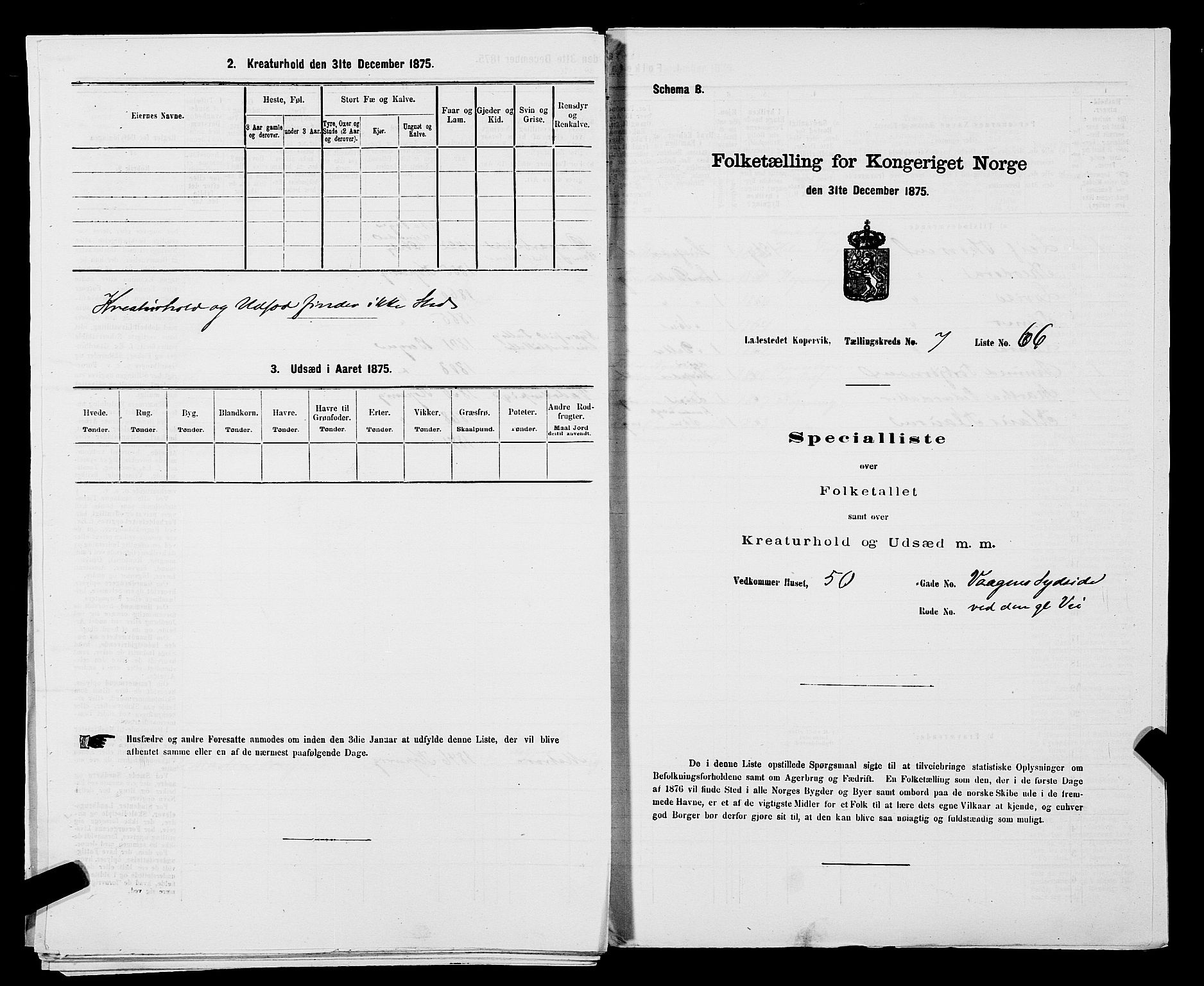 SAST, Folketelling 1875 for 1105B Avaldsnes prestegjeld, Kopervik ladested, 1875, s. 131