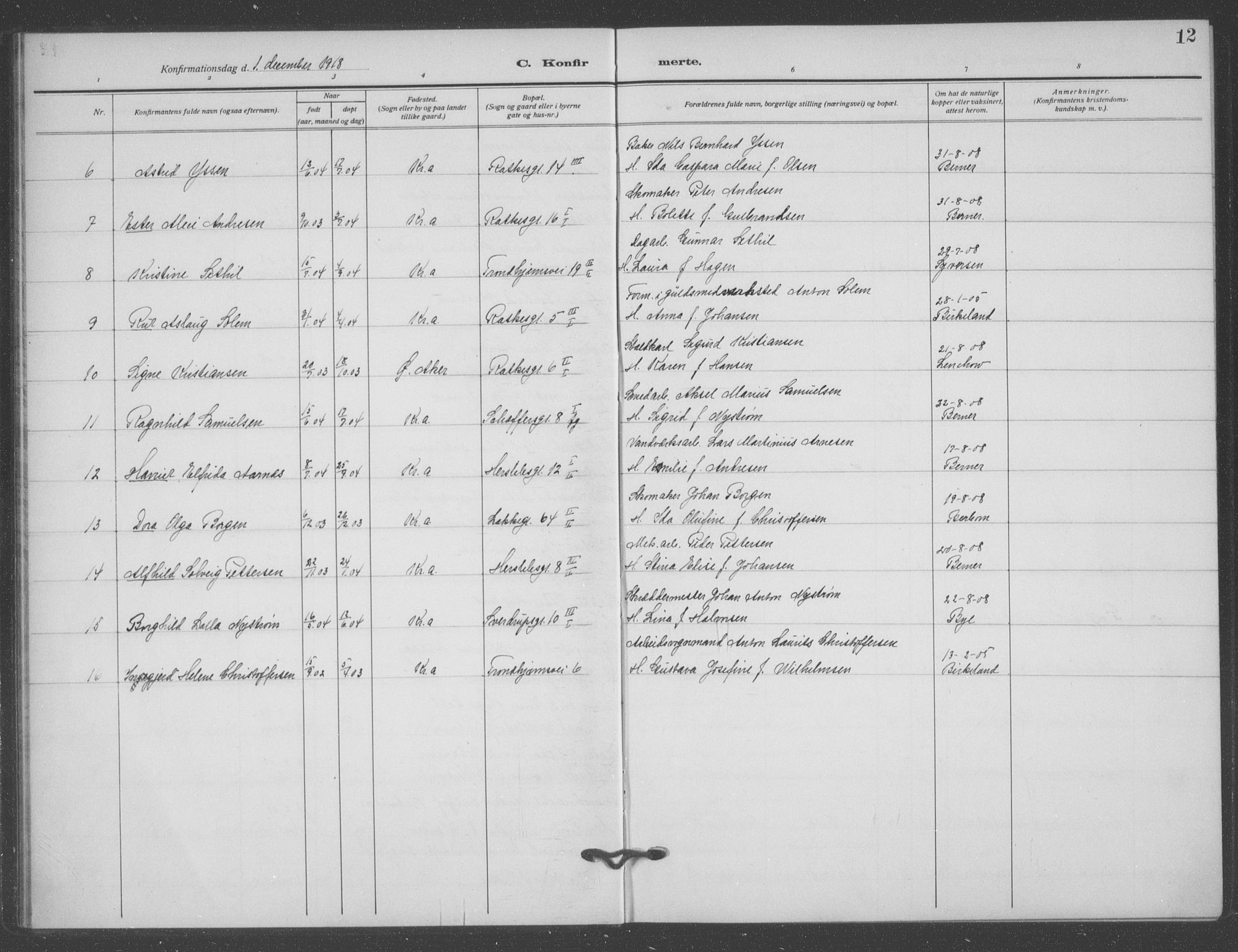Matteus prestekontor Kirkebøker, AV/SAO-A-10870/F/Fa/L0002: Ministerialbok nr. 2, 1917-1938, s. 12