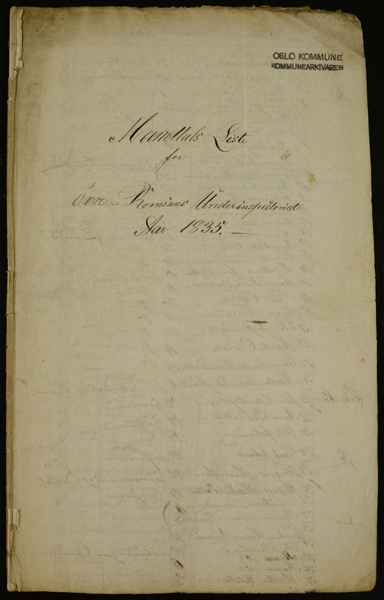 OBA, Manntall for Aker 1835, 1835