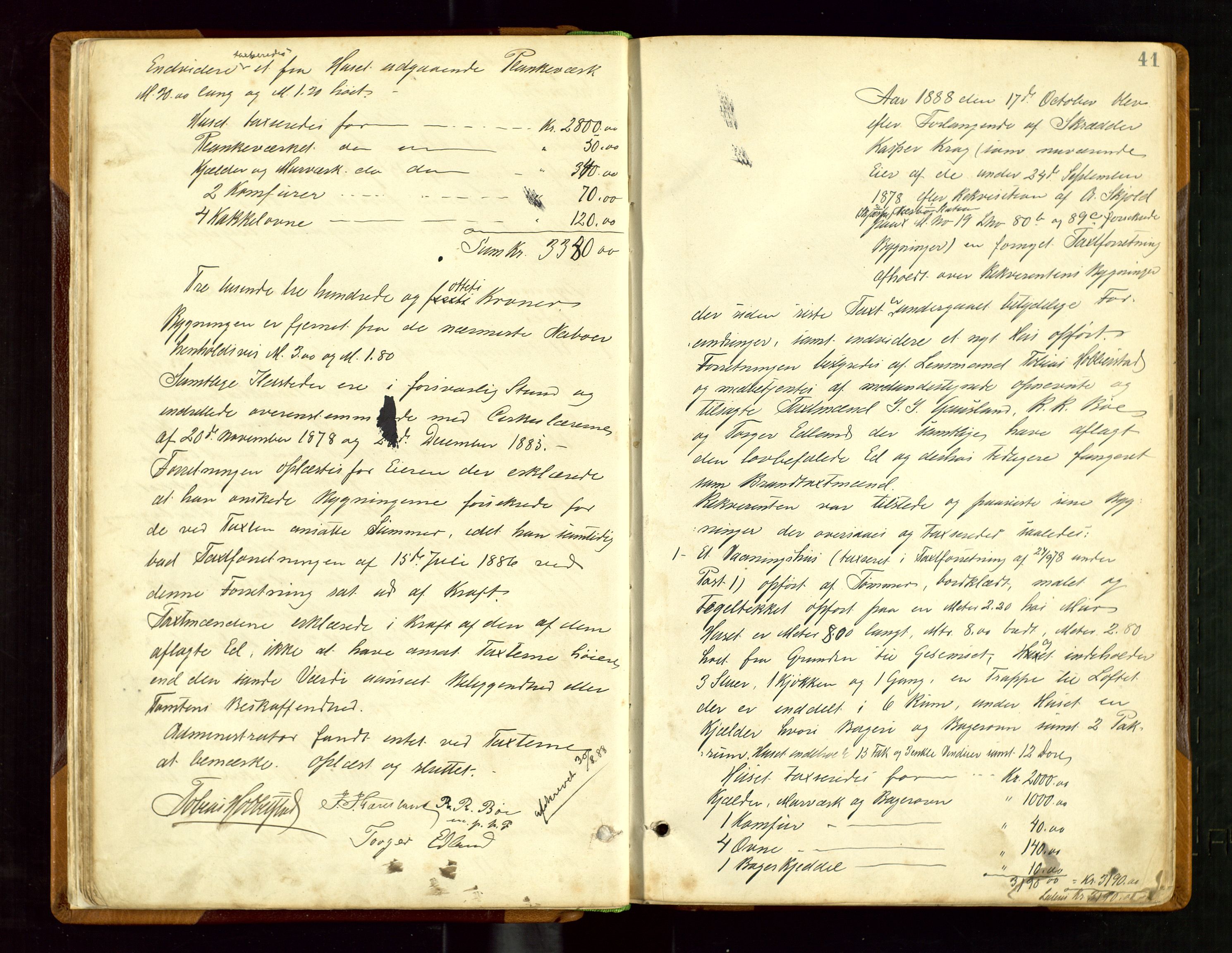 Hå lensmannskontor, AV/SAST-A-100456/Goa/L0002: Takstprotokoll, 1883-1919, s. 40b-41a