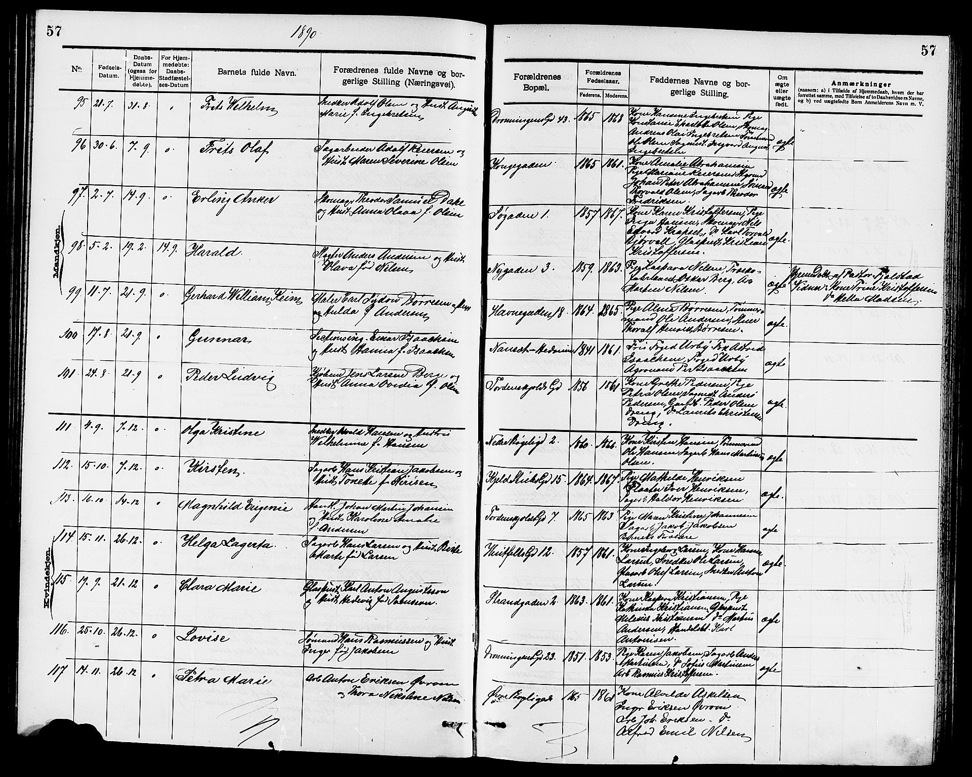 Larvik kirkebøker, AV/SAKO-A-352/G/Ga/L0005: Klokkerbok nr. I 5, 1888-1909, s. 57