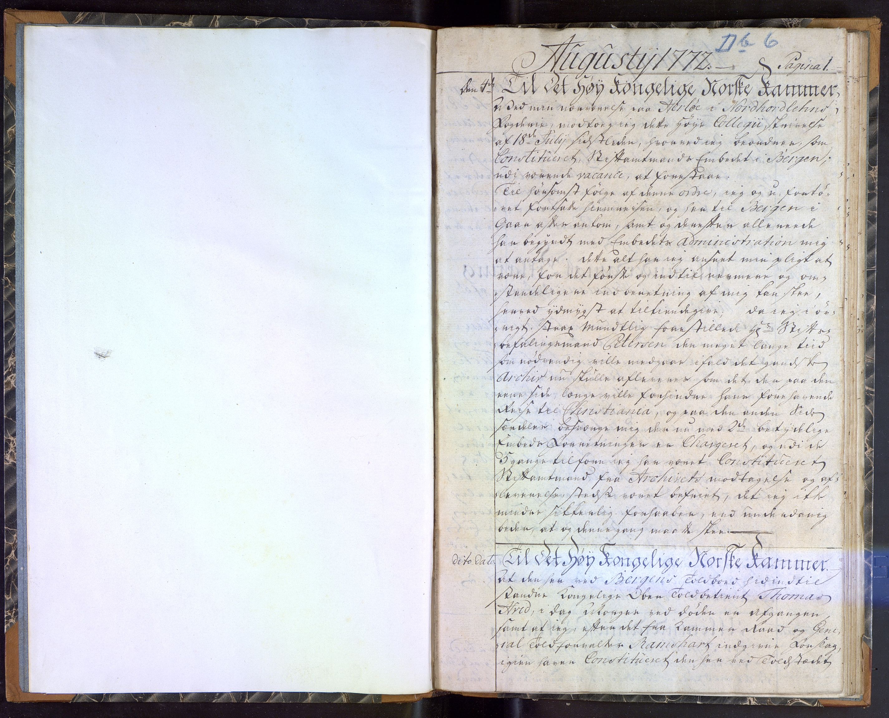 Stiftamtmannen i Bergen, AV/SAB-A-100006/A/Ab/L0008: Lnr. 30: Erklæringsbok, 1772-1773