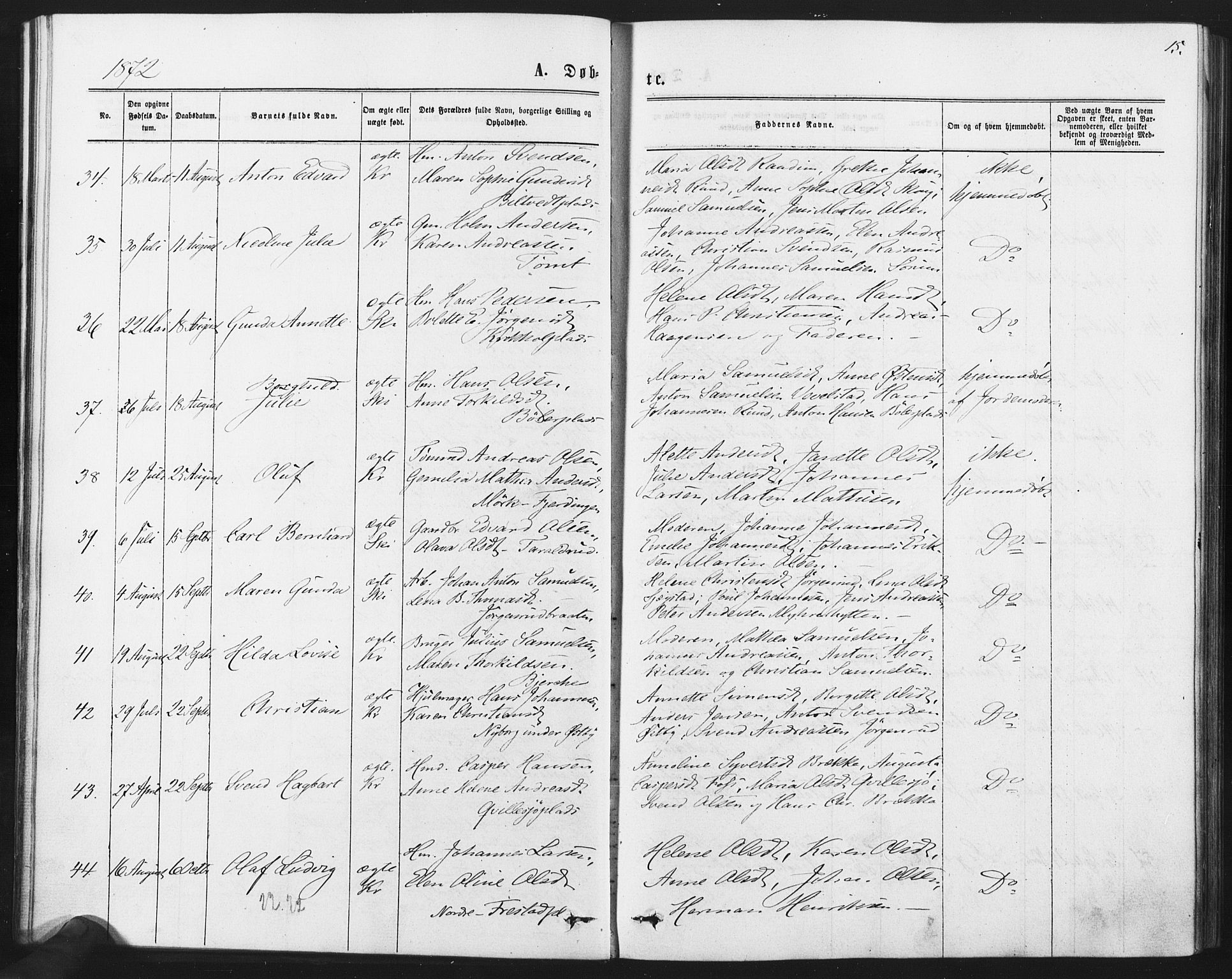 Kråkstad prestekontor Kirkebøker, AV/SAO-A-10125a/F/Fa/L0008: Ministerialbok nr. I 8, 1870-1879, s. 15