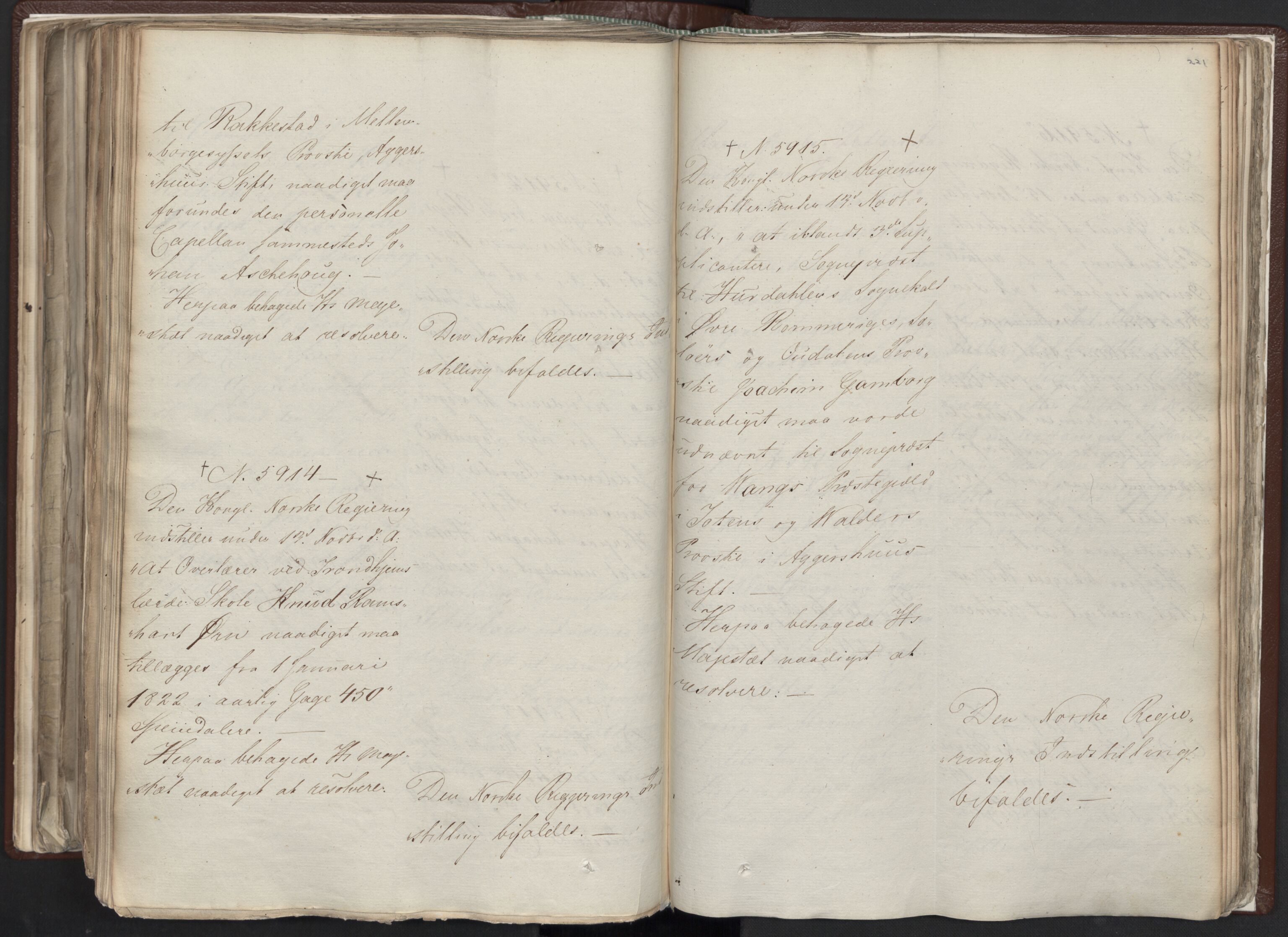 Statsrådssekretariatet, AV/RA-S-1001/A/Ab/L0012: Kgl. res. nr. 5679-6008 II, 1821, s. 220b-221a