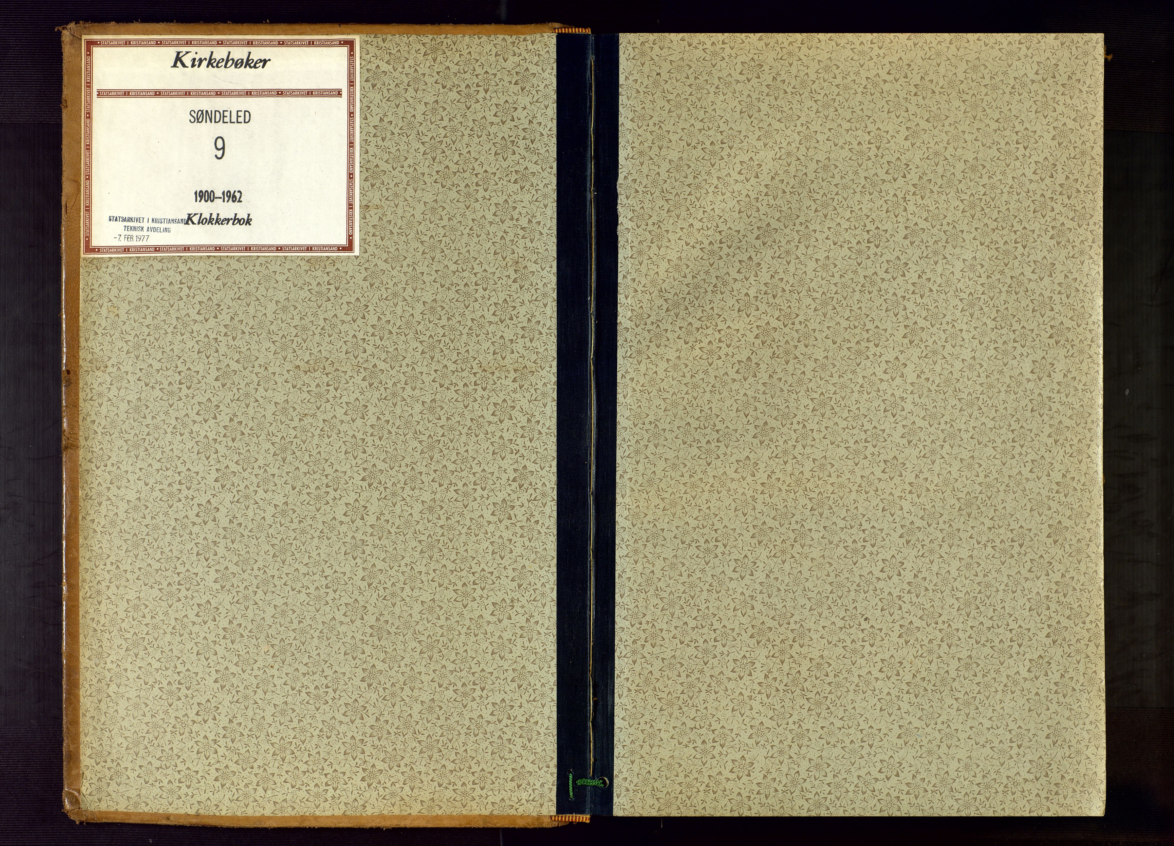 Søndeled sokneprestkontor, SAK/1111-0038/F/Fb/L0005: Klokkerbok nr. B 6, 1900-1962