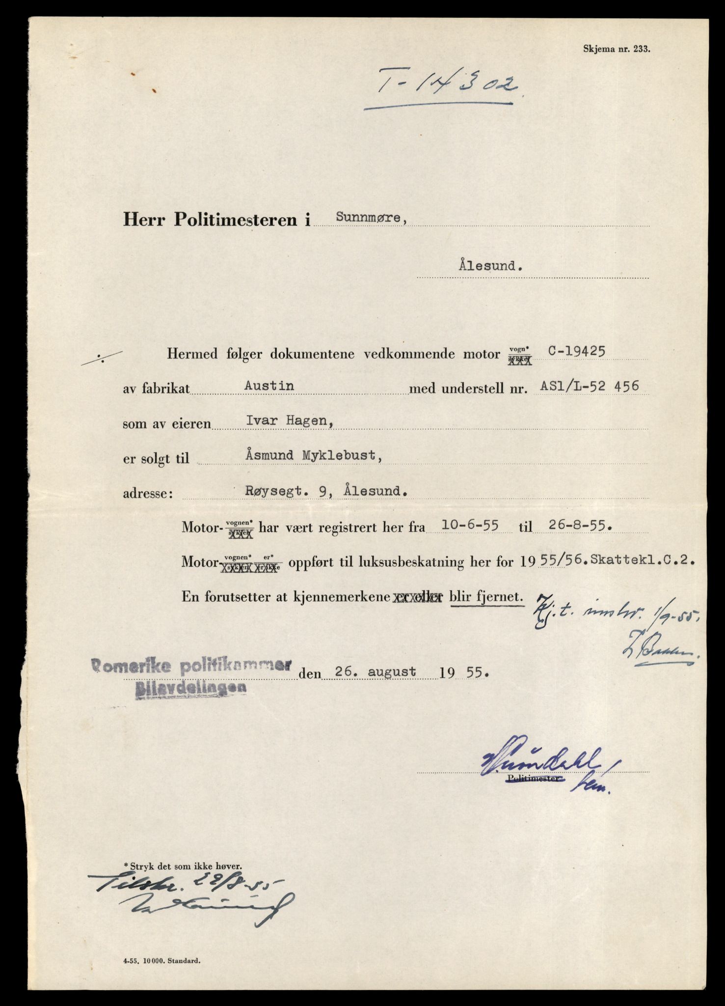 Møre og Romsdal vegkontor - Ålesund trafikkstasjon, AV/SAT-A-4099/F/Fe/L0044: Registreringskort for kjøretøy T 14205 - T 14319, 1927-1998, s. 2809