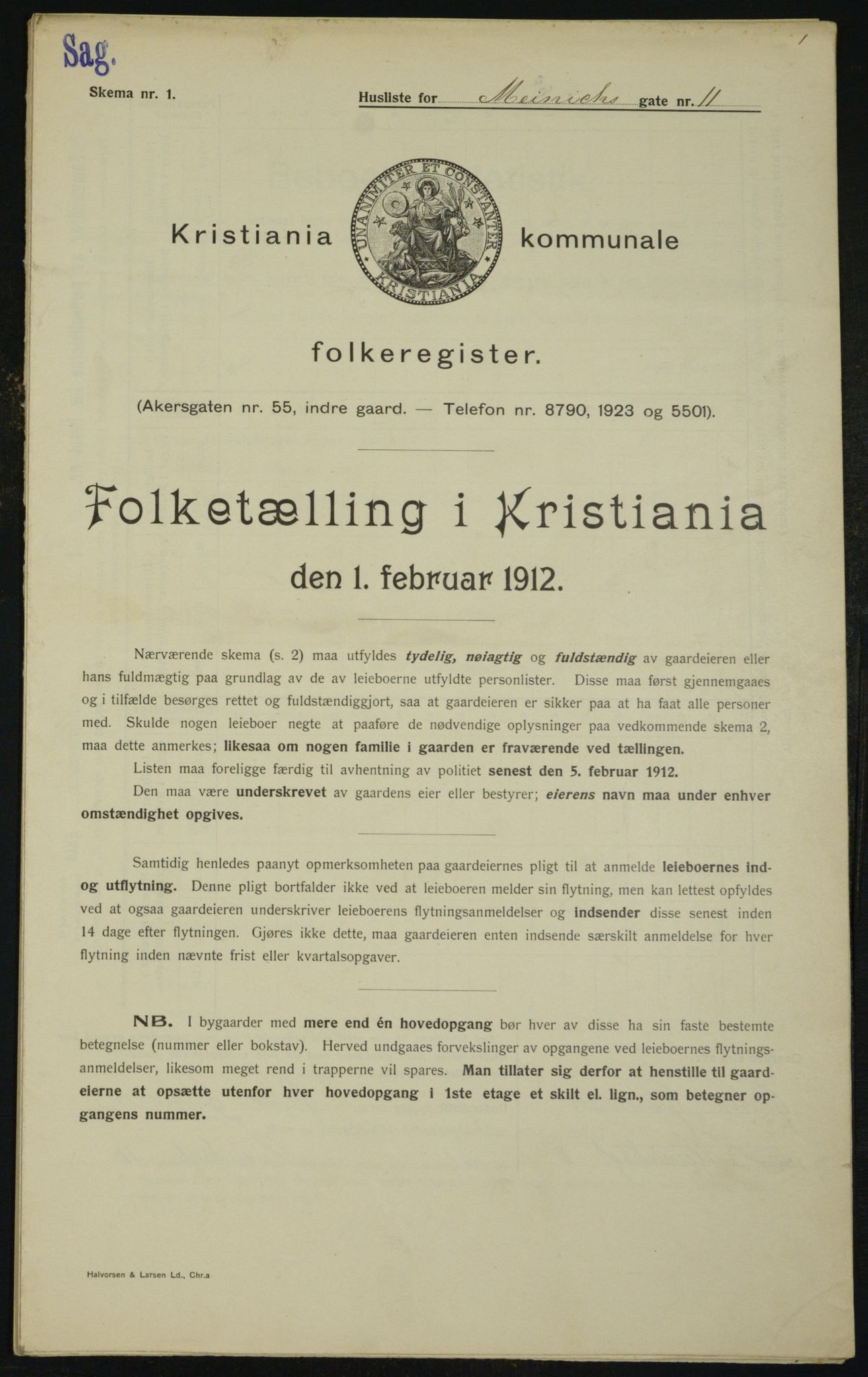 OBA, Kommunal folketelling 1.2.1912 for Kristiania, 1912, s. 65423