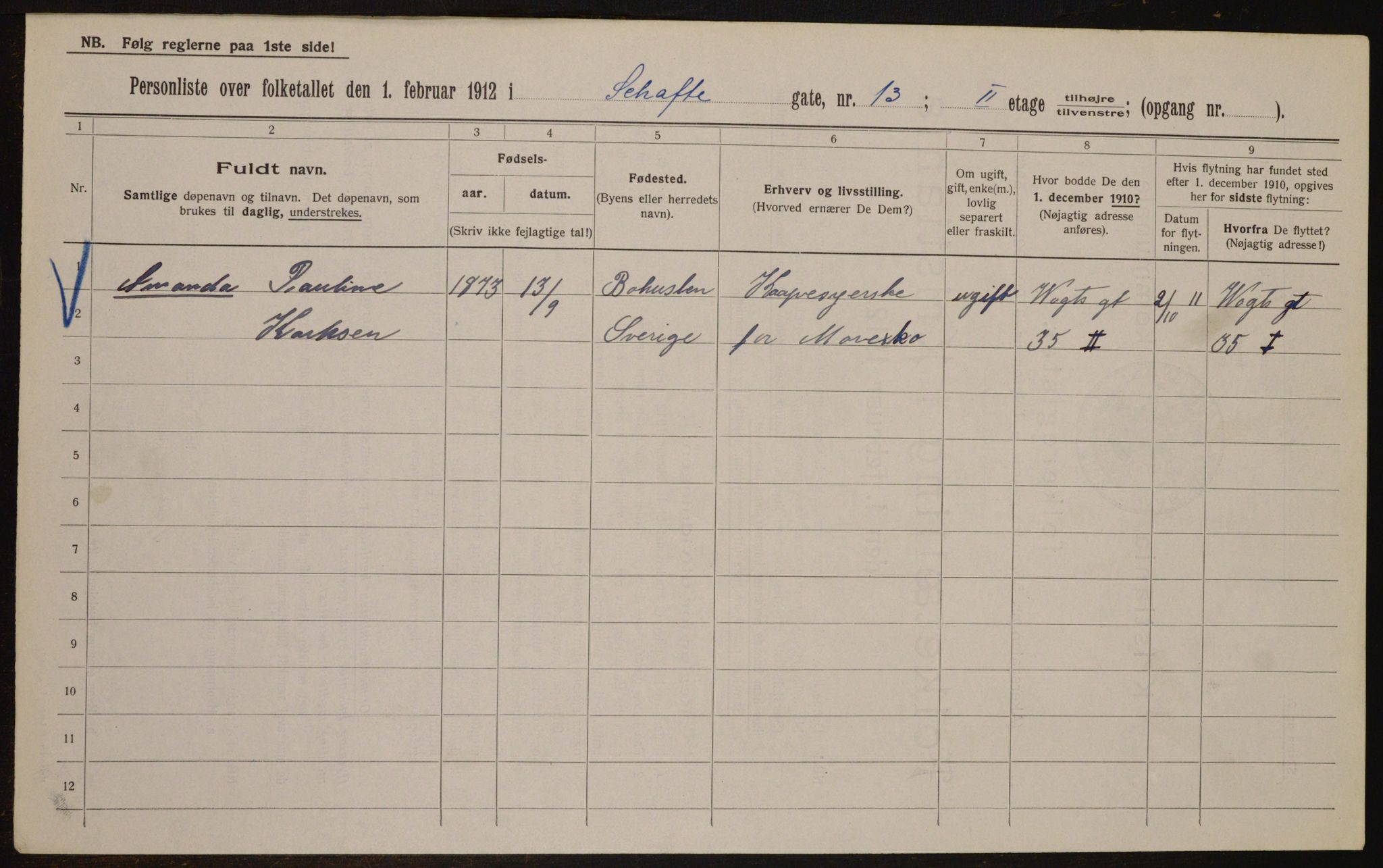 OBA, Kommunal folketelling 1.2.1912 for Kristiania, 1912, s. 89674