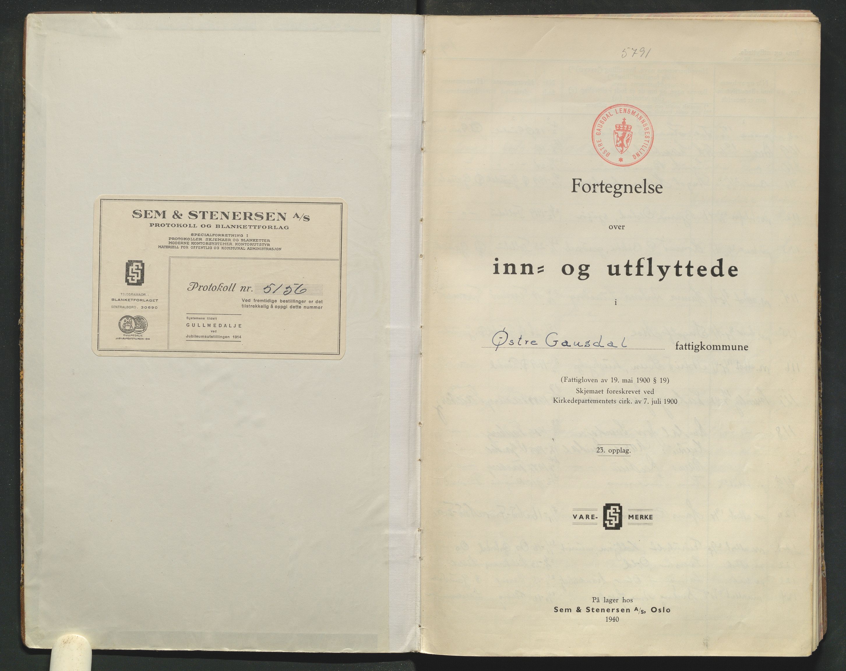 Østre Gausdal lensmannskontor, AV/SAH-PGØ-015/L/La/L0001/0003: Protokoller over inn- og utflyttede / Protokoll over inn- og utflyttede, 1941-1943