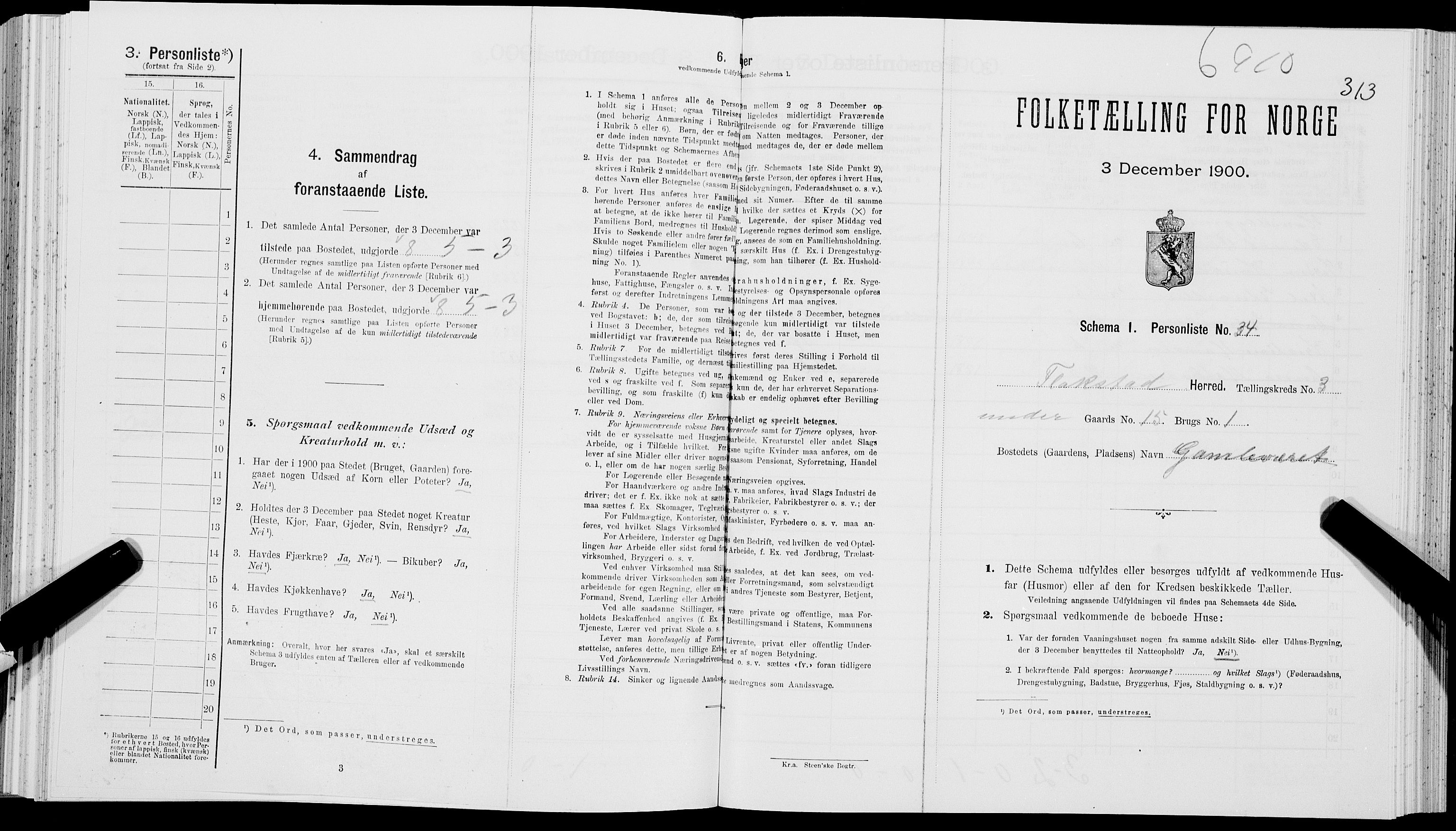 SAT, Folketelling 1900 for 1859 Flakstad herred, 1900, s. 333