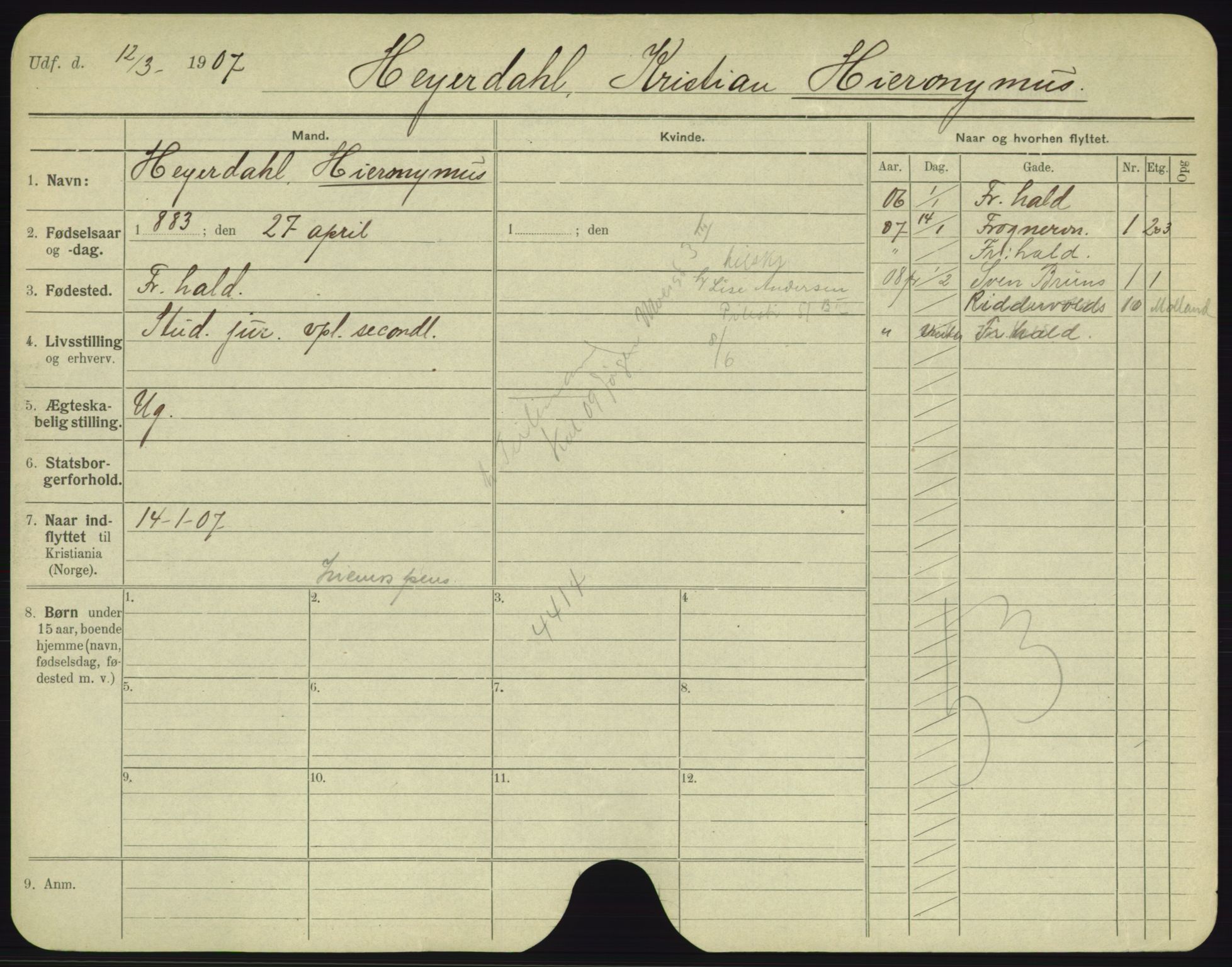 Oslo folkeregister, Registerkort, AV/SAO-A-11715/F/Fa/Fac/L0004: Menn, 1906-1914, s. 749a