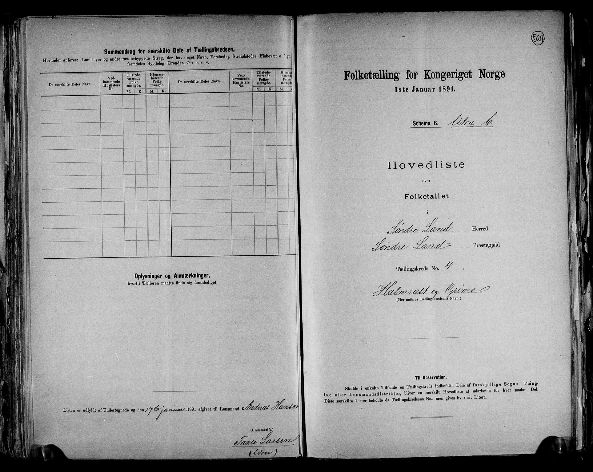 RA, Folketelling 1891 for 0536 Søndre Land herred, 1891, s. 18