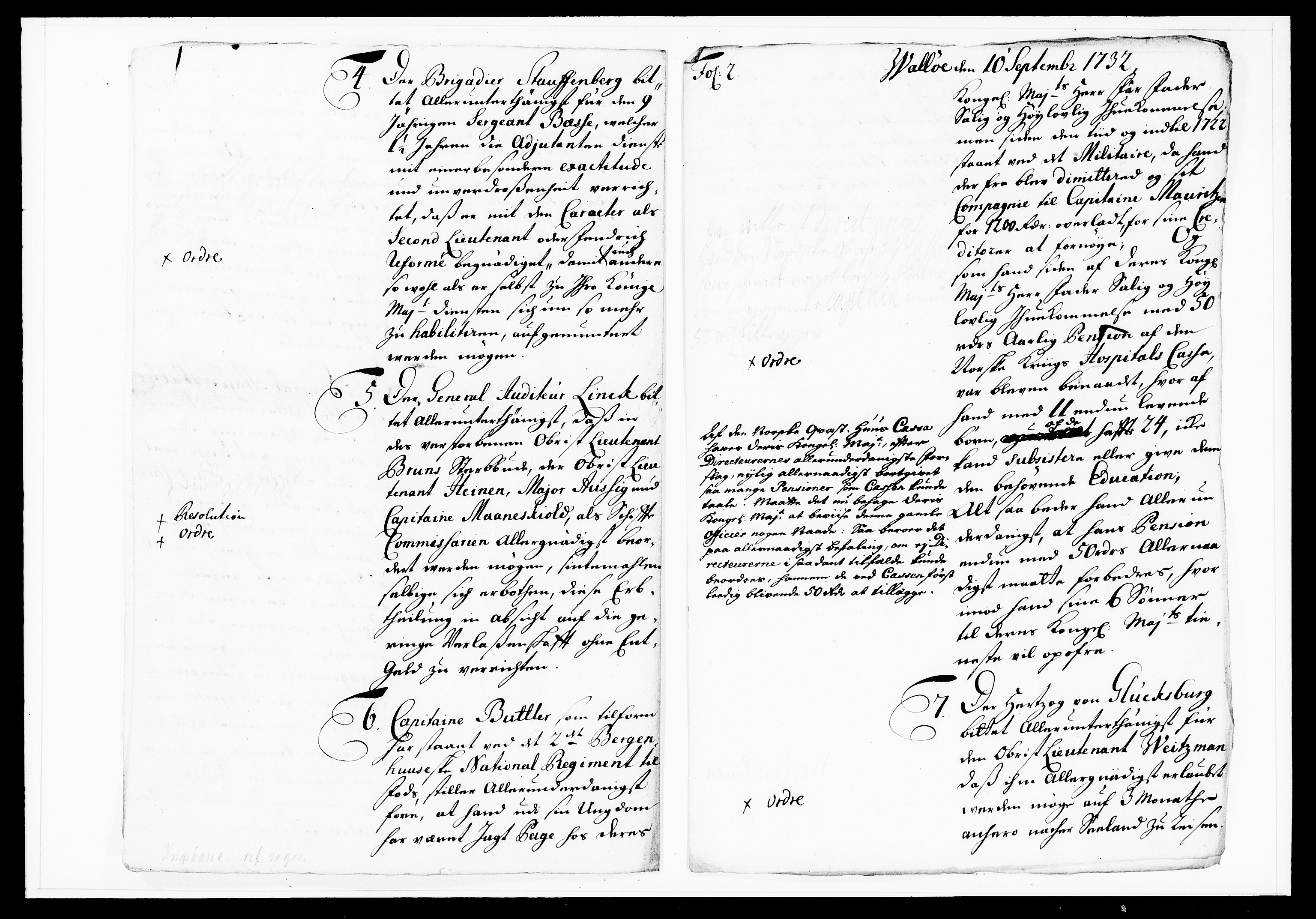 Krigskollegiet, Krigskancelliet, DRA/A-0006/-/1103-1107: Refererede sager, 1732, s. 237