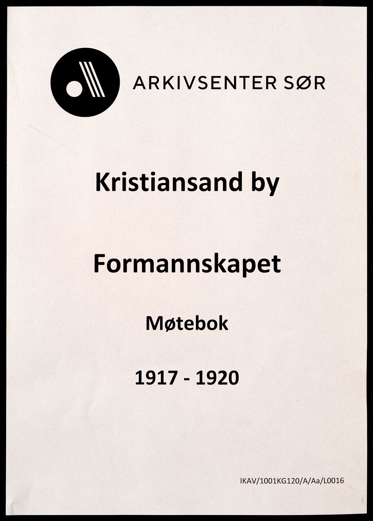 Kristiansand By - Formannskapet, IKAV/1001KG120/A/Aa/L0016: Møtebok (d), 1917-1920