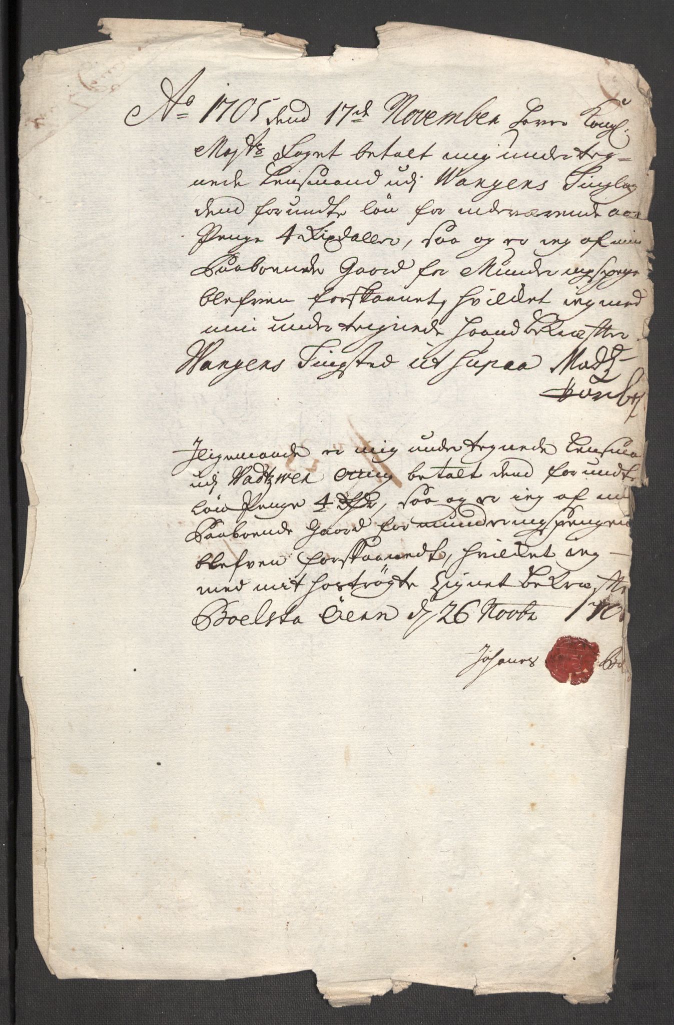 Rentekammeret inntil 1814, Reviderte regnskaper, Fogderegnskap, AV/RA-EA-4092/R51/L3187: Fogderegnskap Nordhordland og Voss, 1704-1705, s. 402