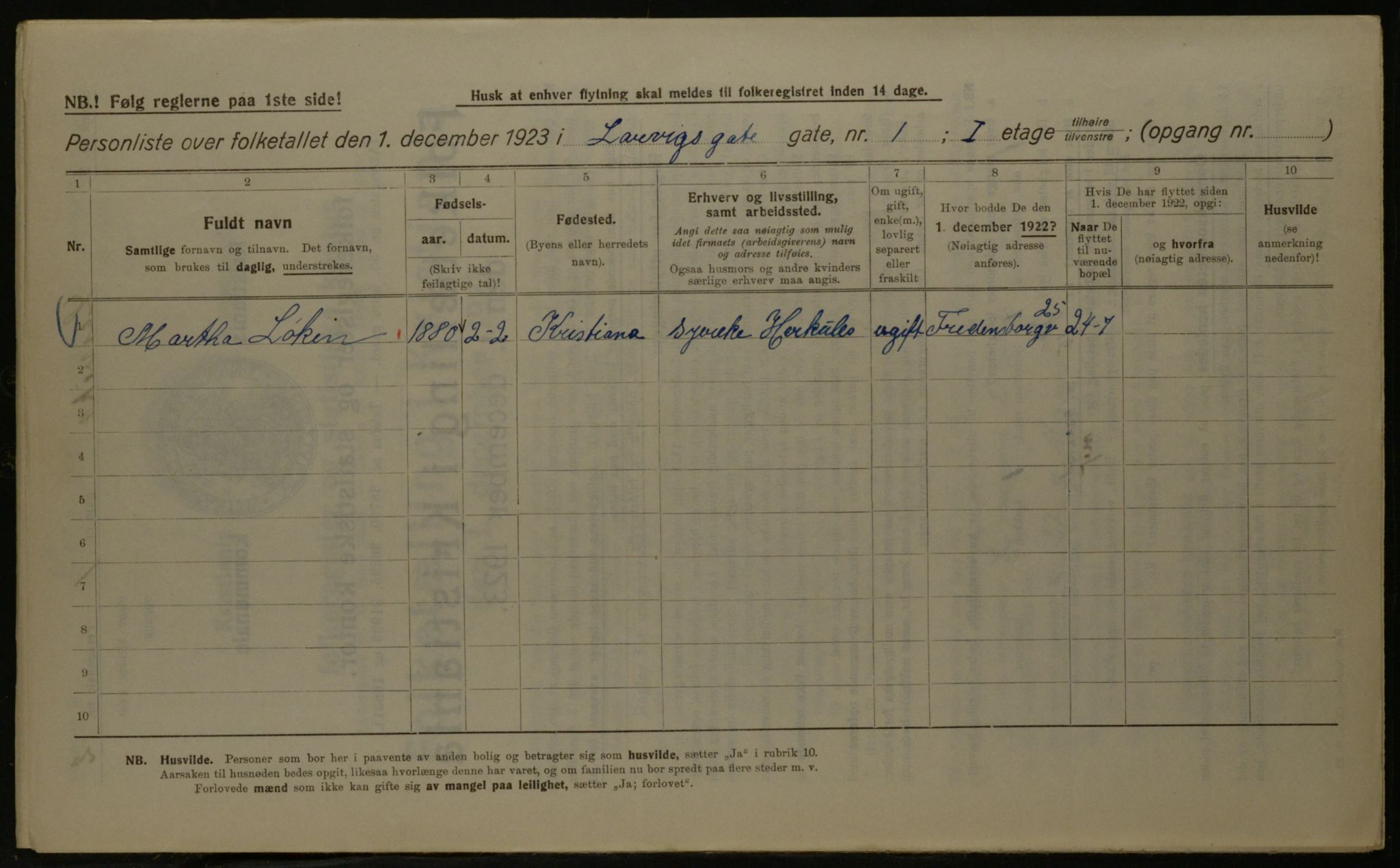 OBA, Kommunal folketelling 1.12.1923 for Kristiania, 1923, s. 63343