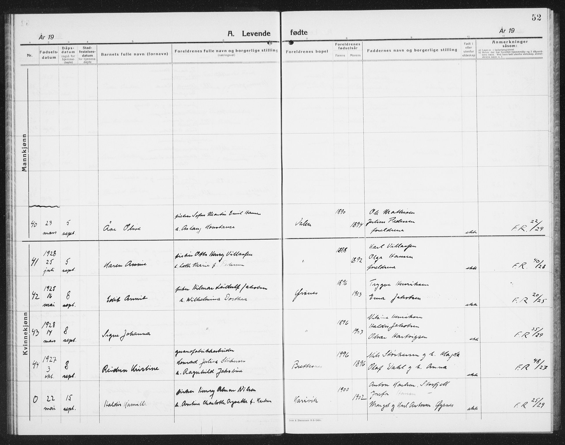 Ministerialprotokoller, klokkerbøker og fødselsregistre - Nordland, AV/SAT-A-1459/874/L1081: Klokkerbok nr. 874C10, 1925-1941, s. 52