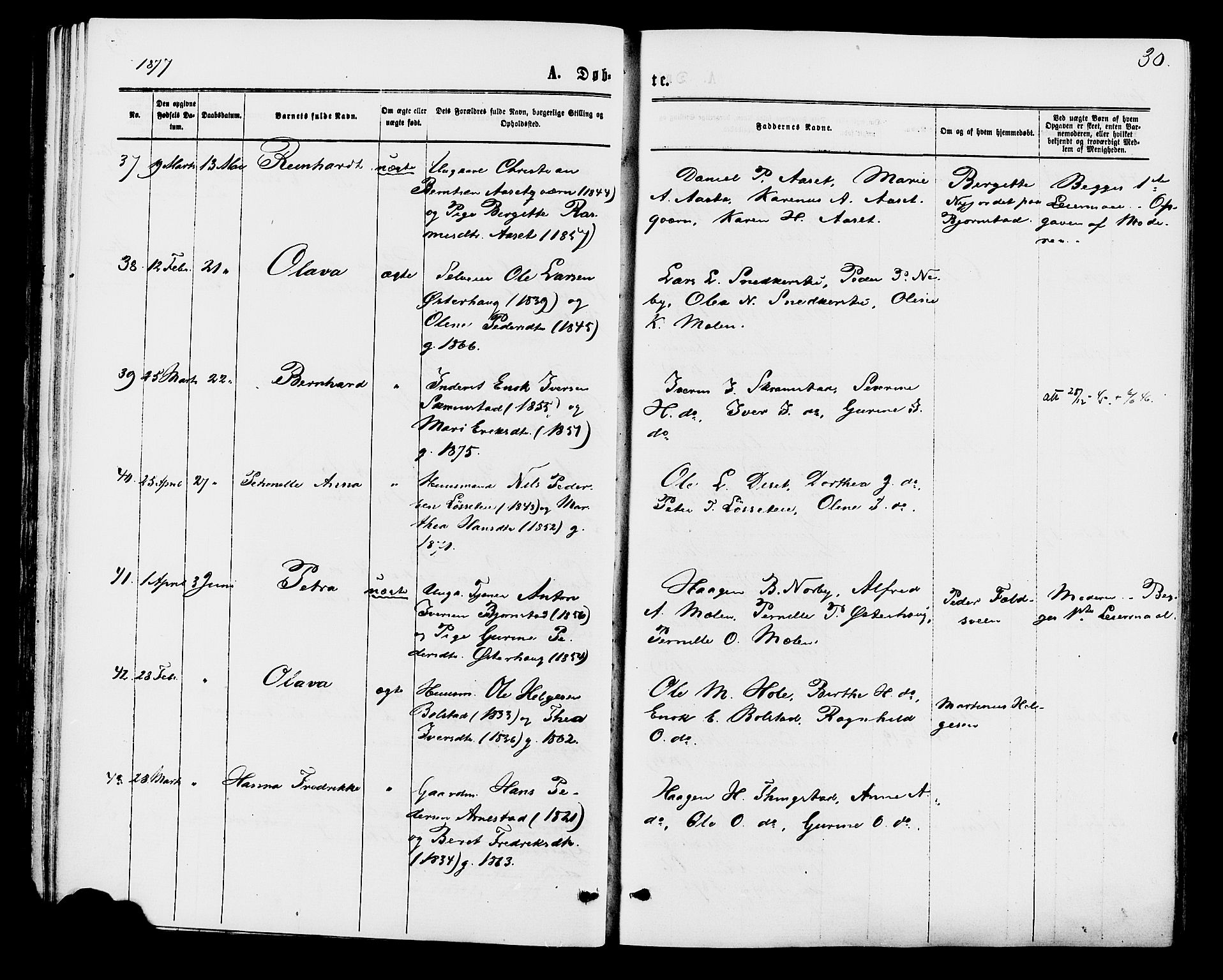 Åmot prestekontor, Hedmark, AV/SAH-PREST-056/H/Ha/Haa/L0009: Ministerialbok nr. 9, 1875-1883, s. 30