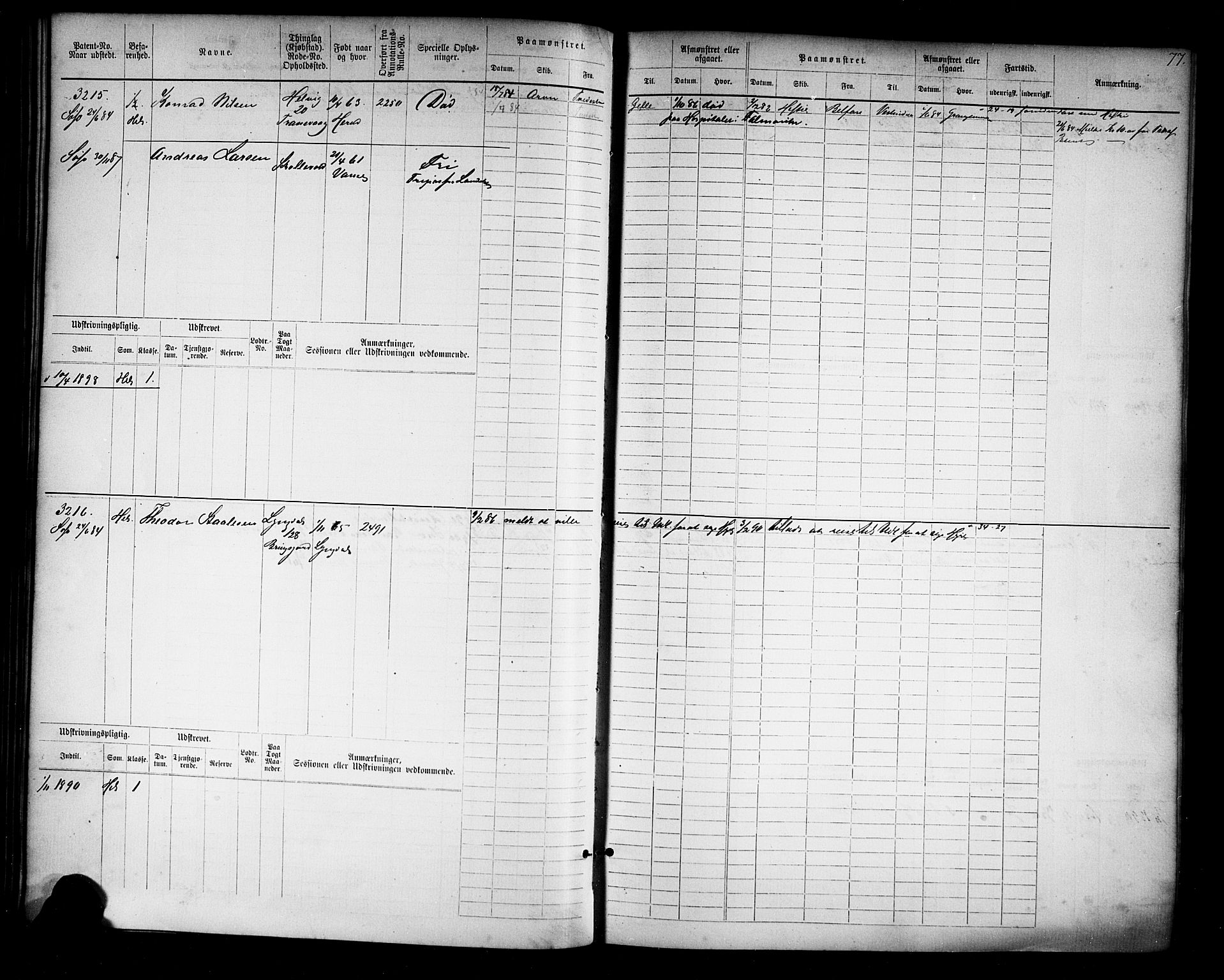 Farsund mønstringskrets, AV/SAK-2031-0017/F/Fb/L0019: Hovedrulle nr 3067-3832, Z-11, 1882-1922, s. 80