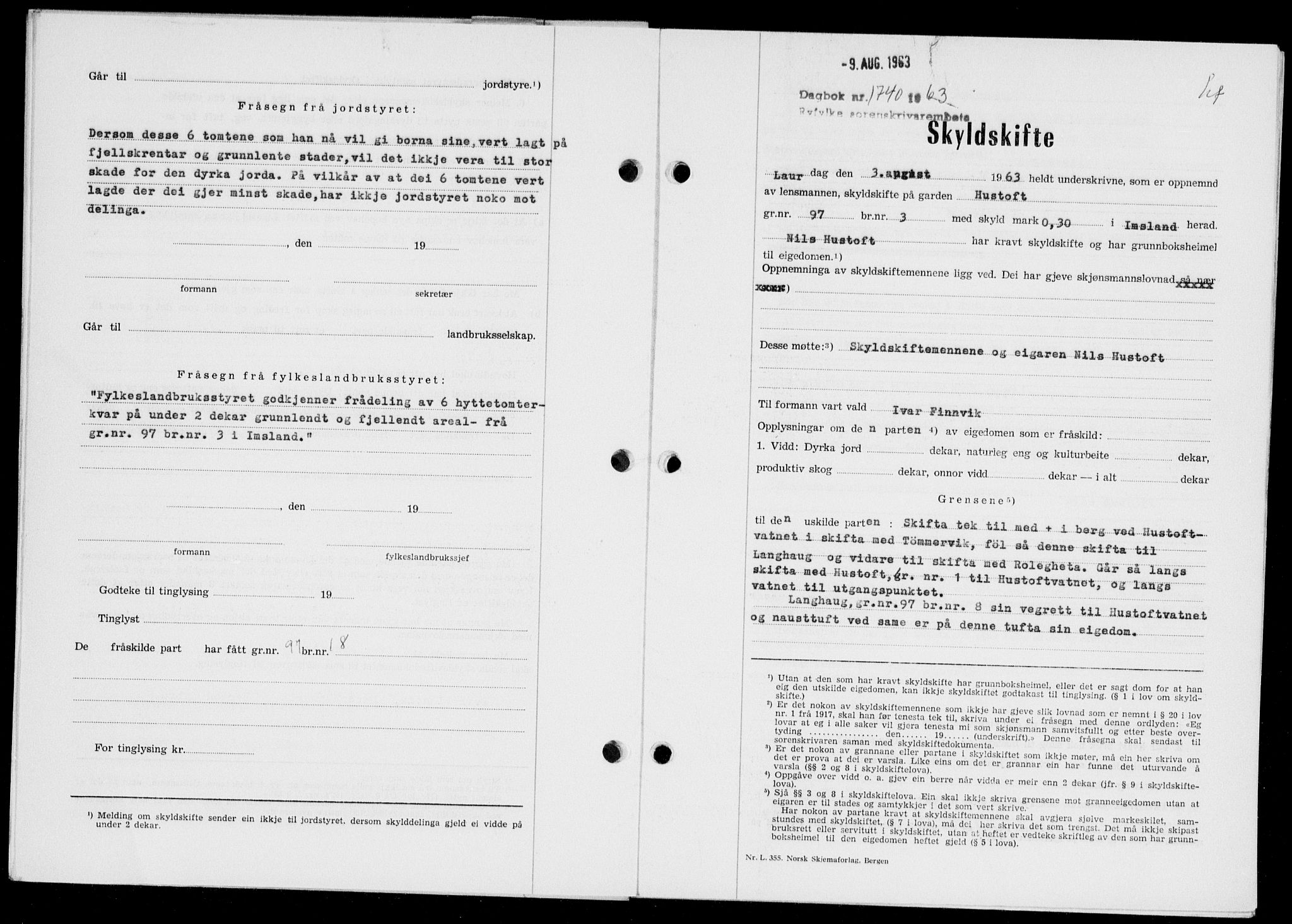 Ryfylke tingrett, SAST/A-100055/001/II/IIB: Pantebok nr. 143-152, 1962-1964, Dagboknr: 1740/1963