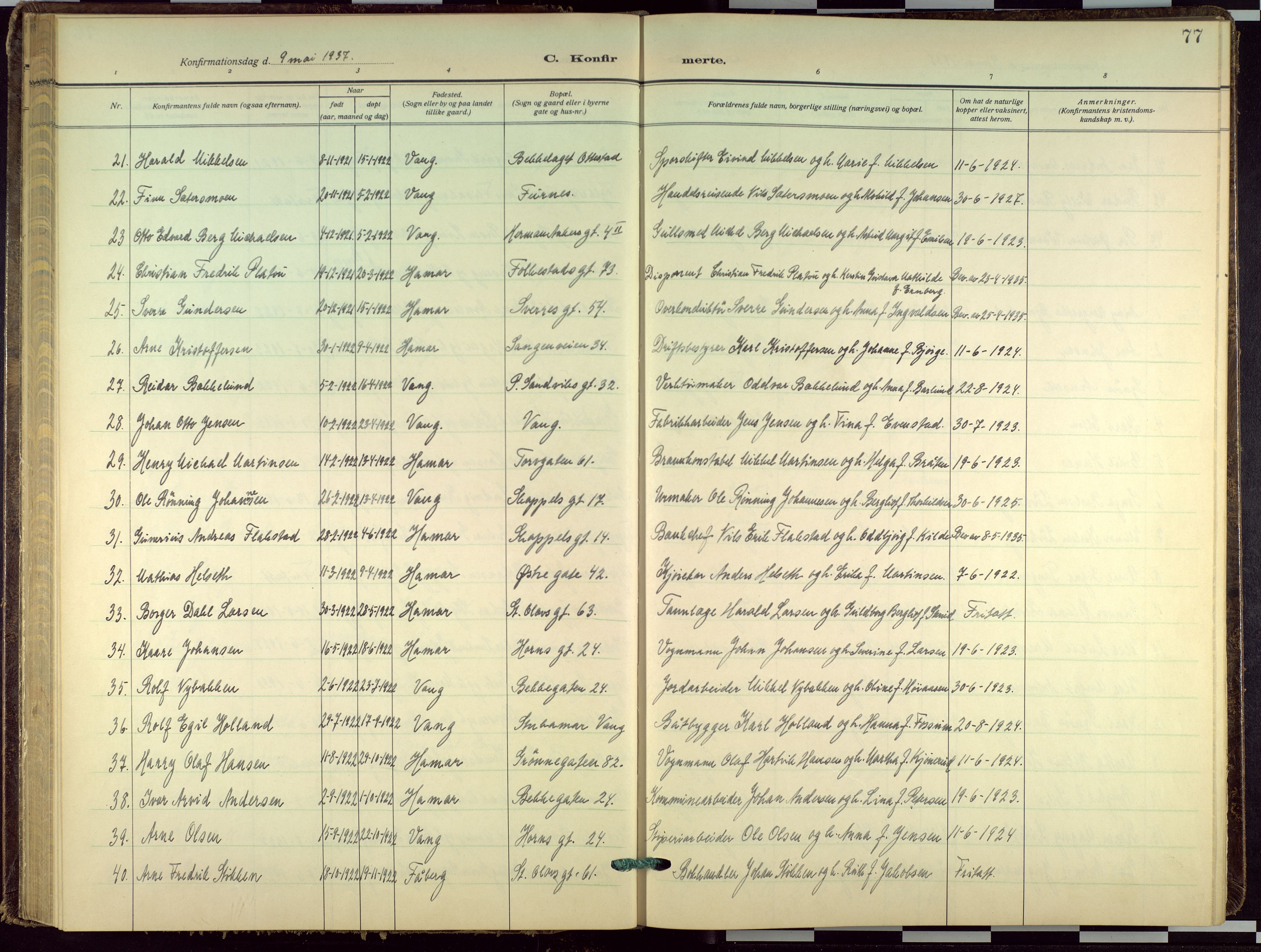 Hamar prestekontor, AV/SAH-DOMPH-002/H/Ha/Haa/L0005: Ministerialbok nr. 5, 1929-1958, s. 77