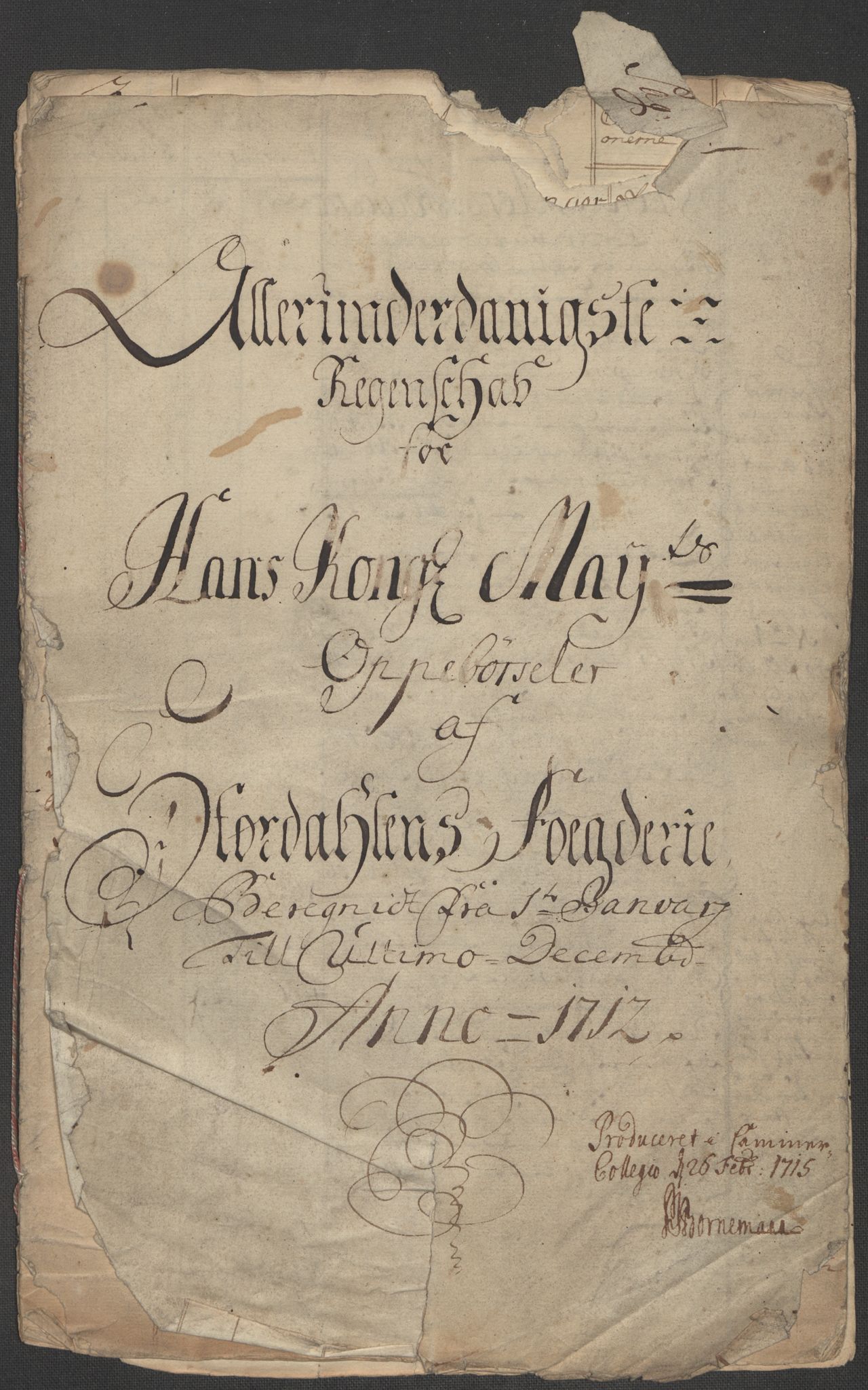 Rentekammeret inntil 1814, Reviderte regnskaper, Fogderegnskap, RA/EA-4092/R62/L4202: Fogderegnskap Stjørdal og Verdal, 1712, s. 5