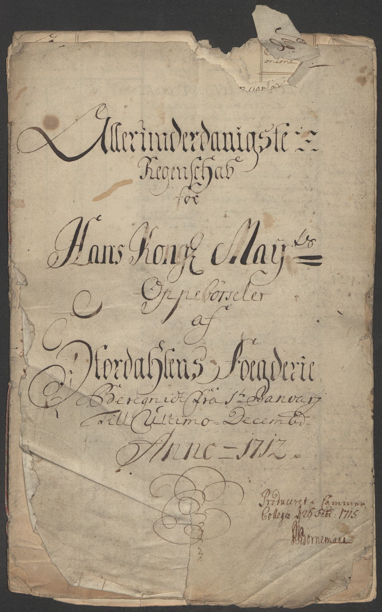 Rentekammeret inntil 1814, Reviderte regnskaper, Fogderegnskap, AV/RA-EA-4092/R62/L4202: Fogderegnskap Stjørdal og Verdal, 1712, s. 5