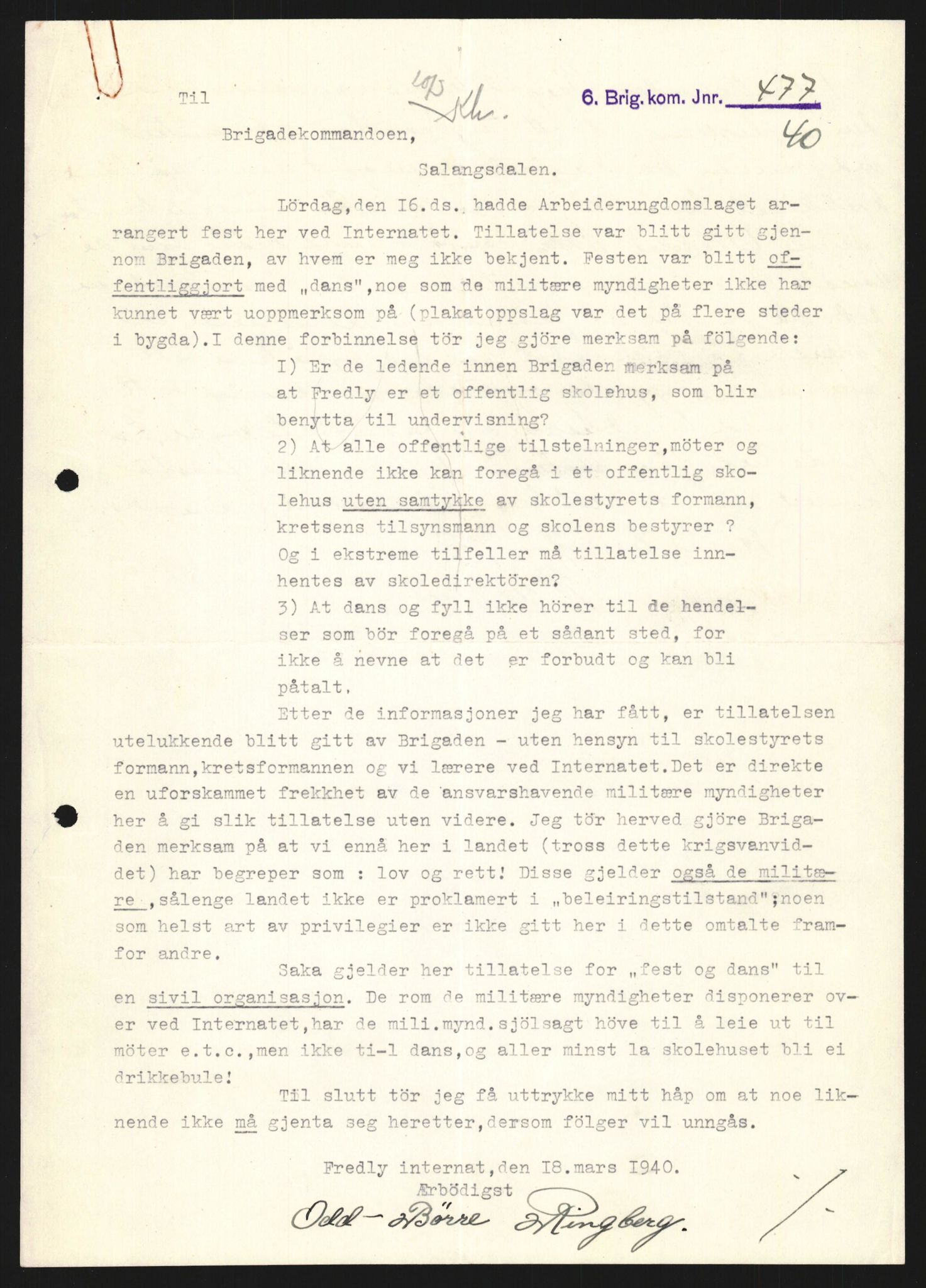 Forsvaret, Forsvarets krigshistoriske avdeling, AV/RA-RAFA-2017/Y/Yb/L0130: II-C-11-600  -  6. Divisjon / 6. Distriktskommando, 1940, s. 271