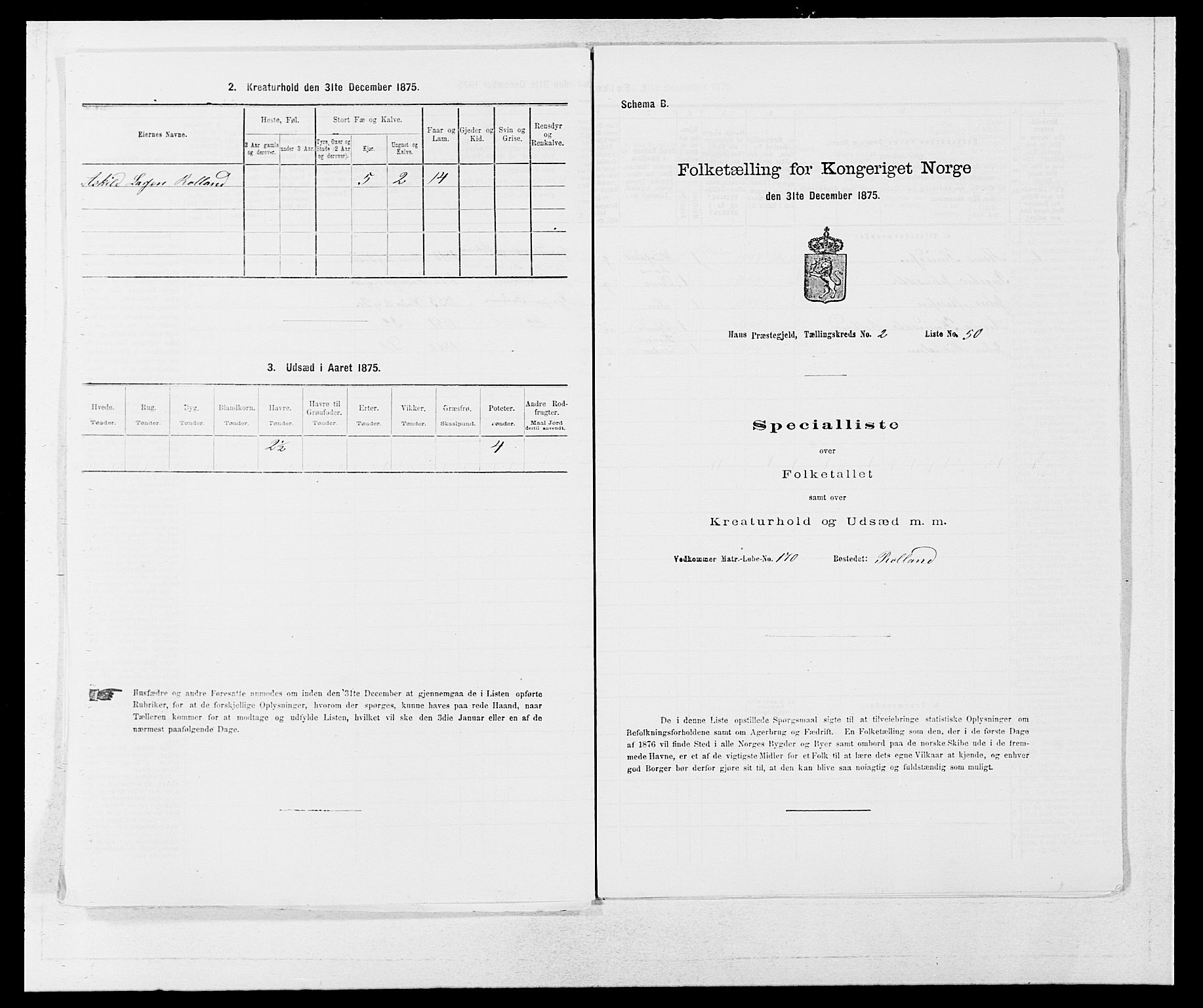 SAB, Folketelling 1875 for 1250P Haus prestegjeld, 1875, s. 200