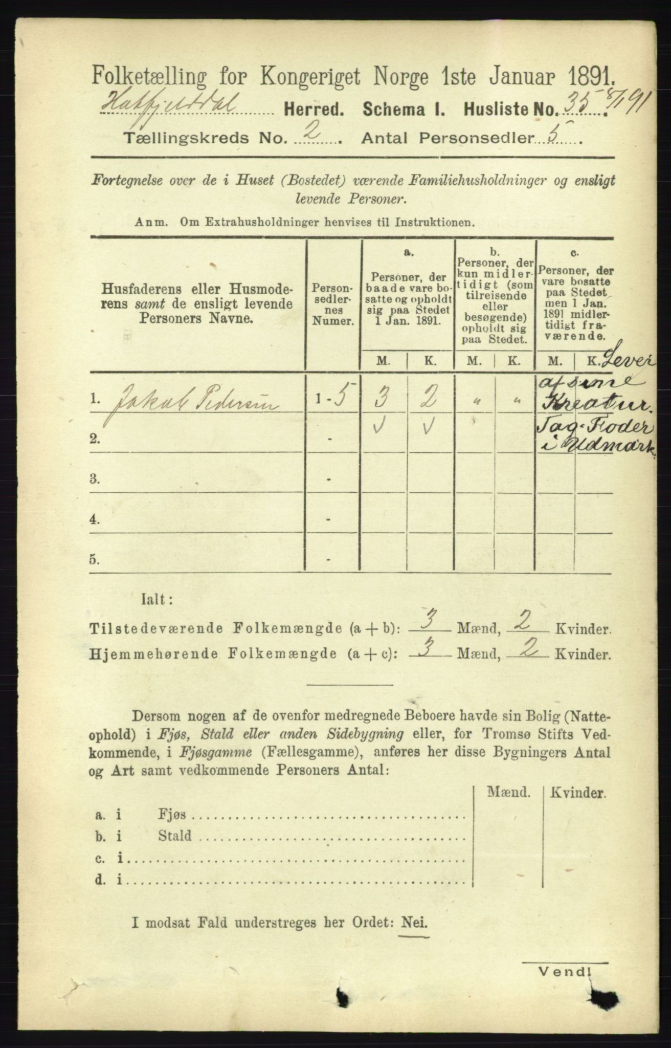 RA, Folketelling 1891 for 1826 Hattfjelldal herred, 1891, s. 285