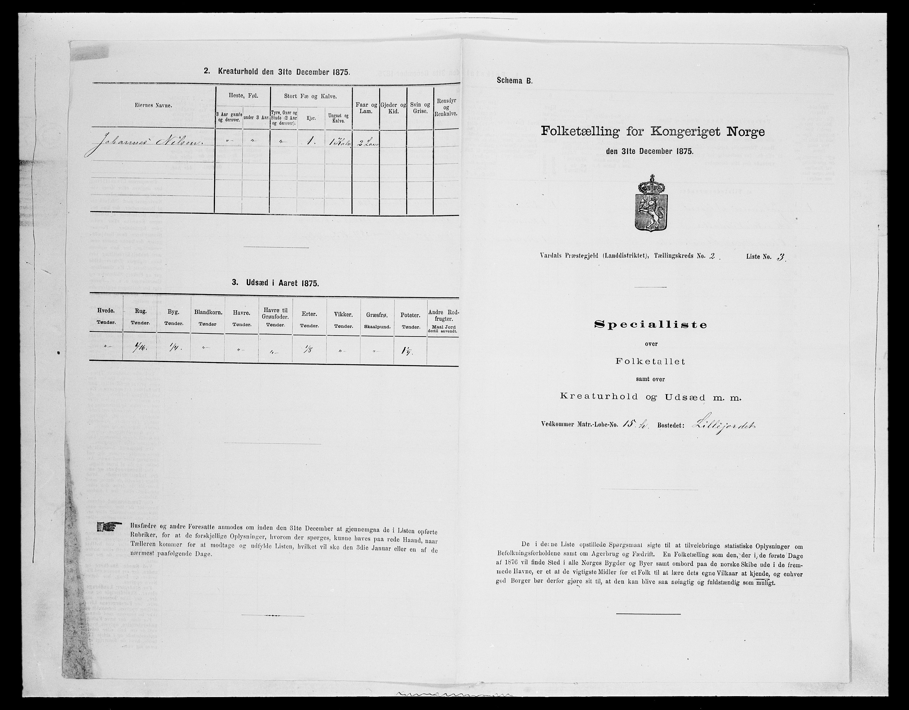 SAH, Folketelling 1875 for 0527L Vardal prestegjeld, Vardal sokn og Hunn sokn, 1875, s. 170