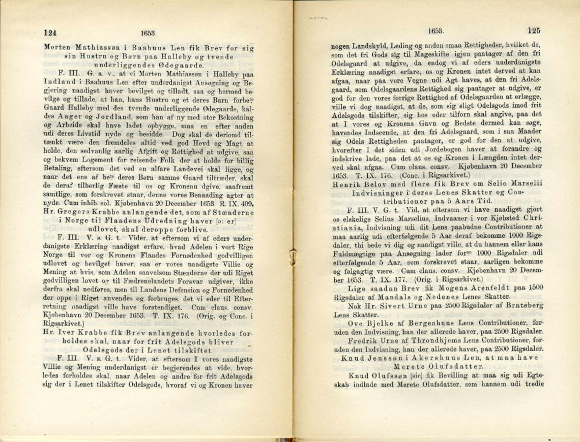 Publikasjoner utgitt av Det Norske Historiske Kildeskriftfond, PUBL/-/-/-: Norske Rigs-Registranter, bind 11, 1653-1656, s. 124-125