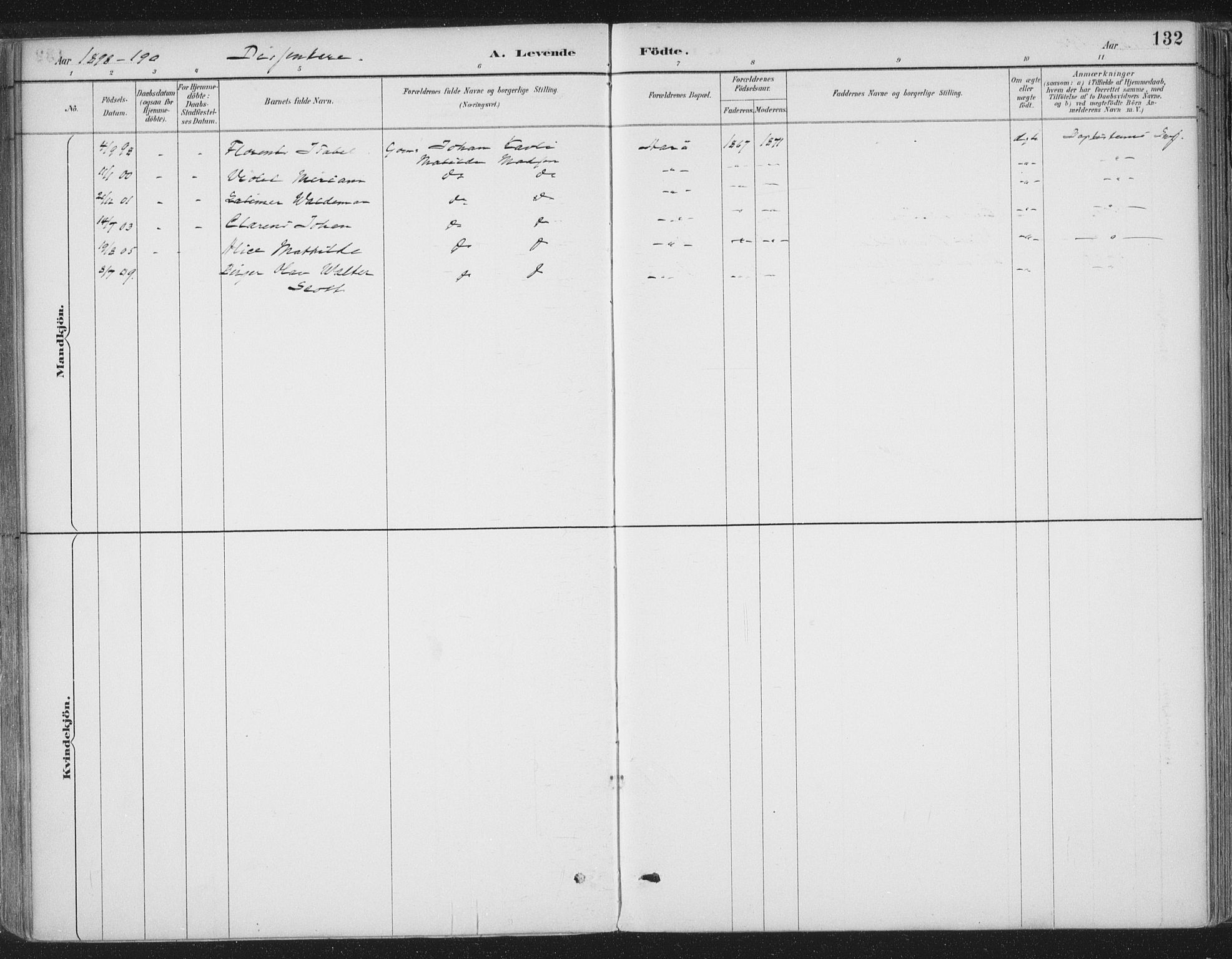 Ministerialprotokoller, klokkerbøker og fødselsregistre - Møre og Romsdal, AV/SAT-A-1454/555/L0658: Ministerialbok nr. 555A09, 1887-1917, s. 132