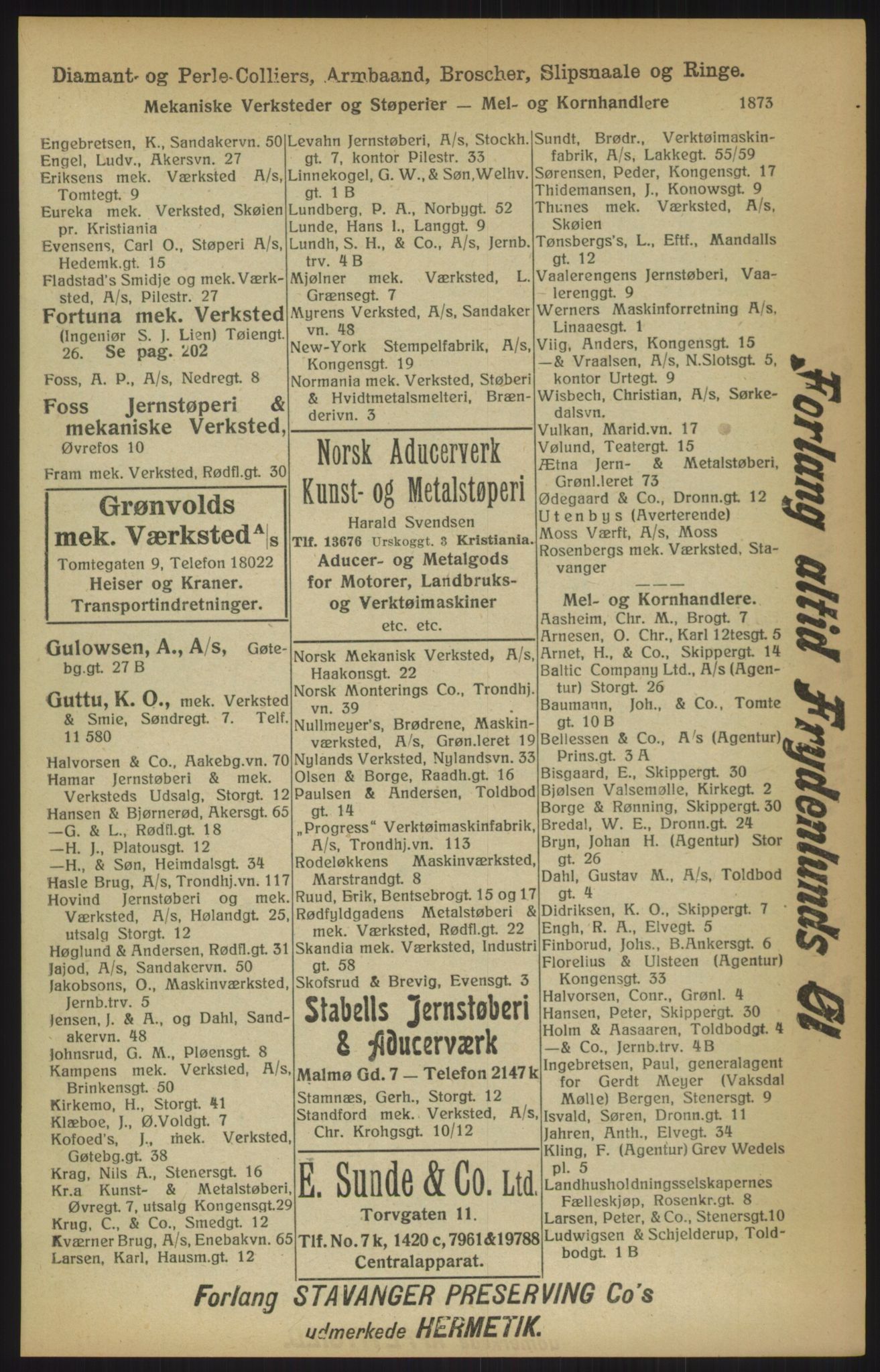 Kristiania/Oslo adressebok, PUBL/-, 1915, s. 1873