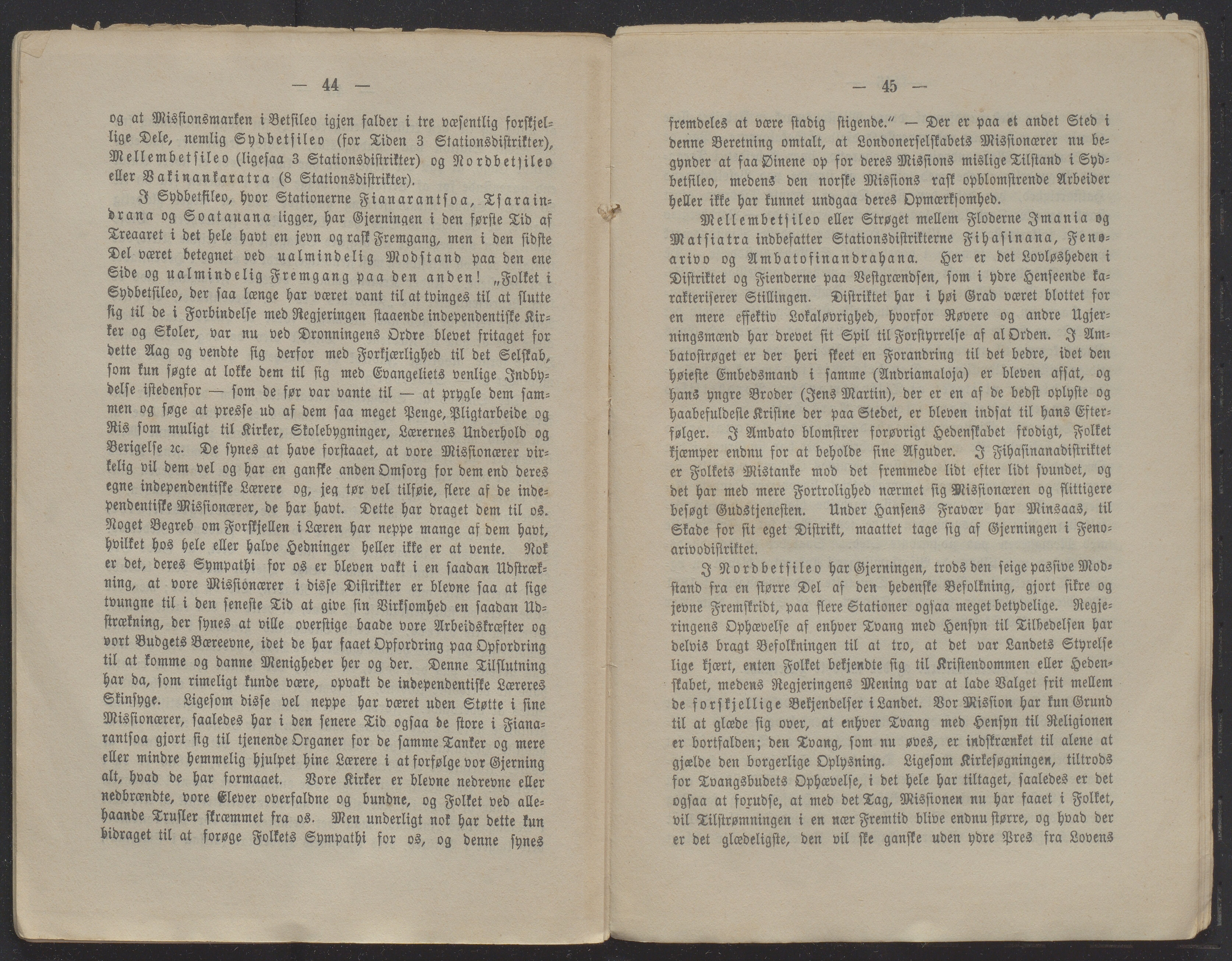 Det Norske Misjonsselskap - hovedadministrasjonen, VID/MA-A-1045/D/Db/Dba/L0338/0009: Beretninger, Bøker, Skrifter o.l   / Årsberetninger 40. , 1882, s. 44-45