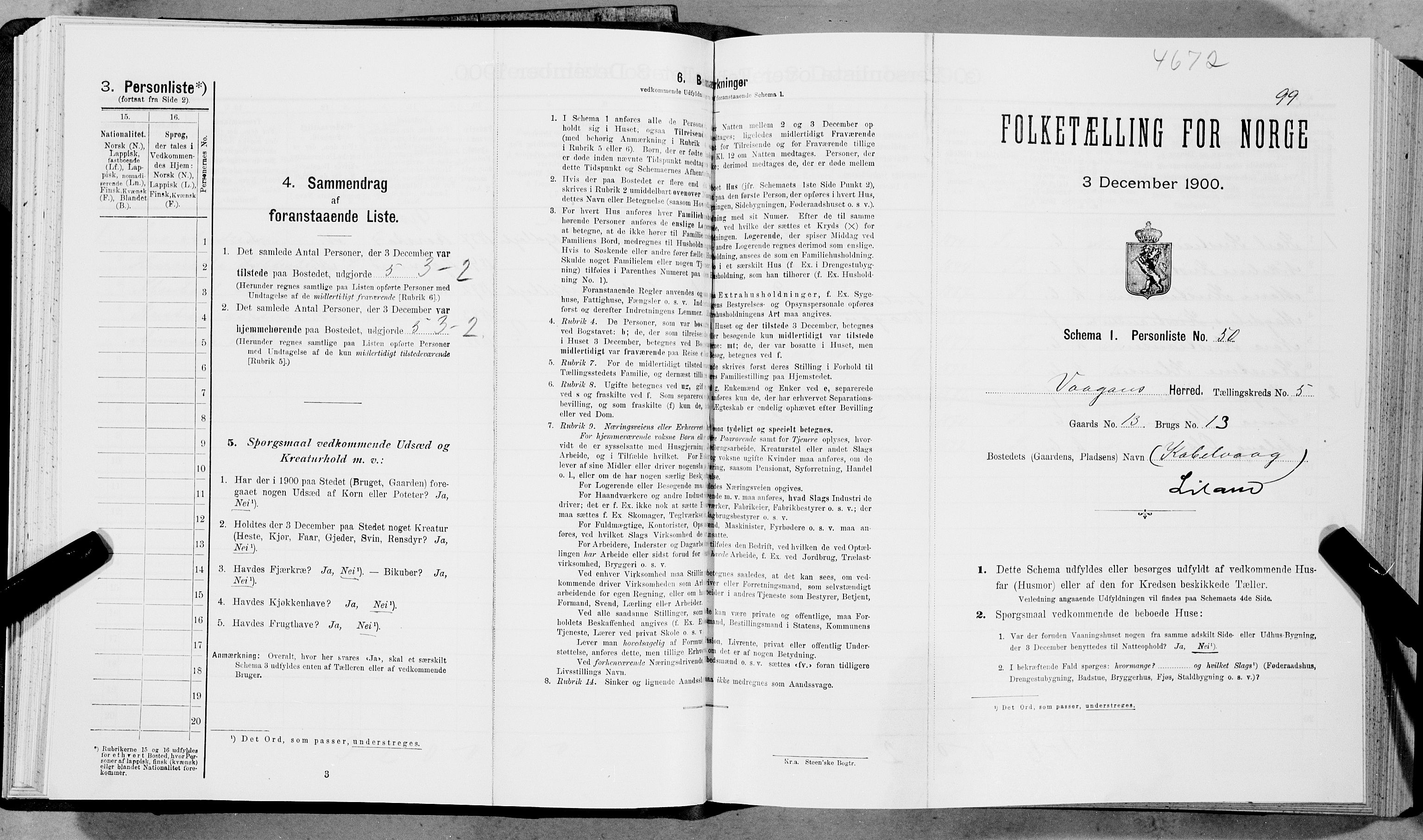 SAT, Folketelling 1900 for 1865 Vågan herred, 1900, s. 439