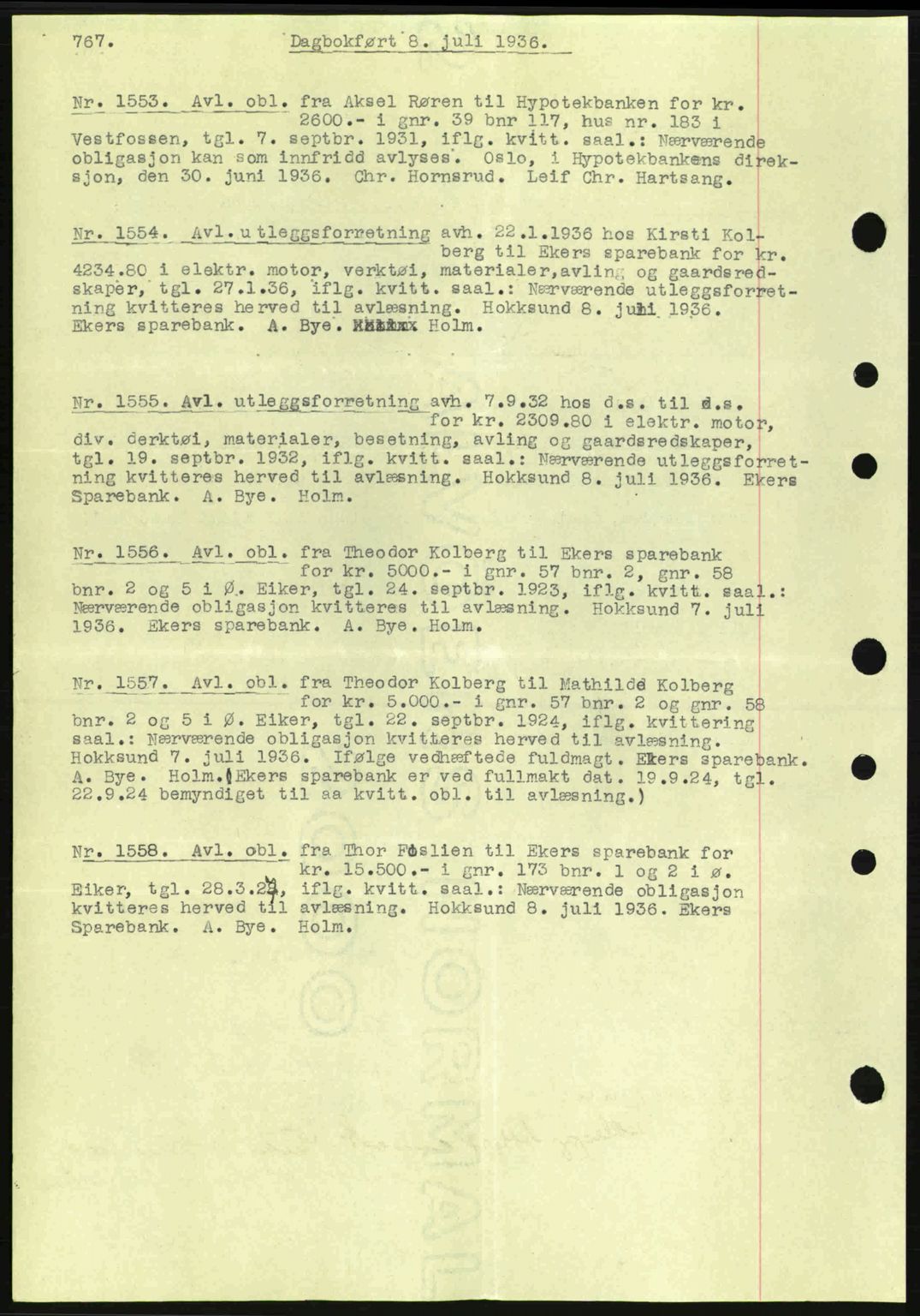 Eiker, Modum og Sigdal sorenskriveri, SAKO/A-123/G/Ga/Gab/L0032: Pantebok nr. A2, 1936-1936, Dagboknr: 1553/1936