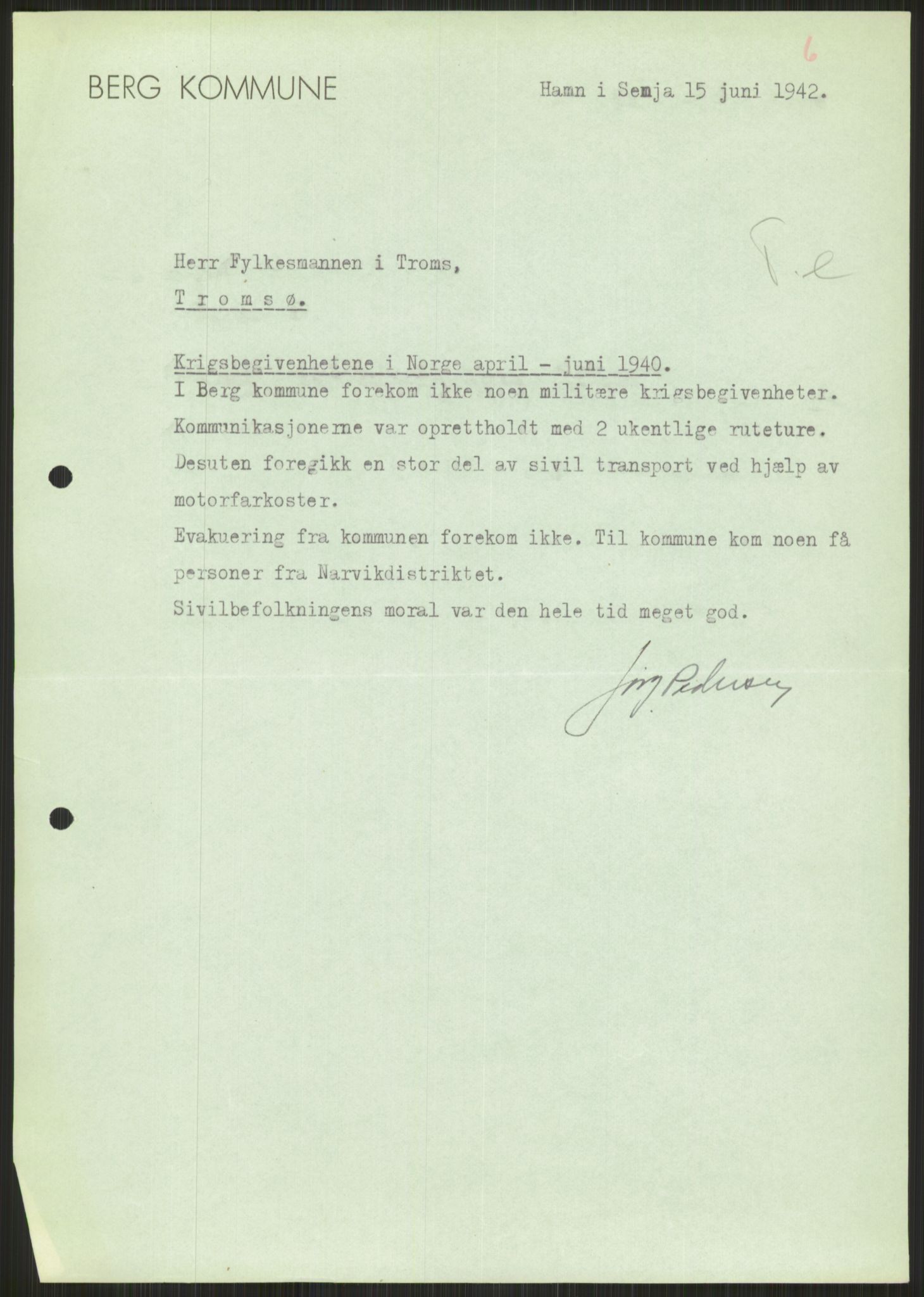 Forsvaret, Forsvarets krigshistoriske avdeling, RA/RAFA-2017/Y/Ya/L0017: II-C-11-31 - Fylkesmenn.  Rapporter om krigsbegivenhetene 1940., 1940, s. 605