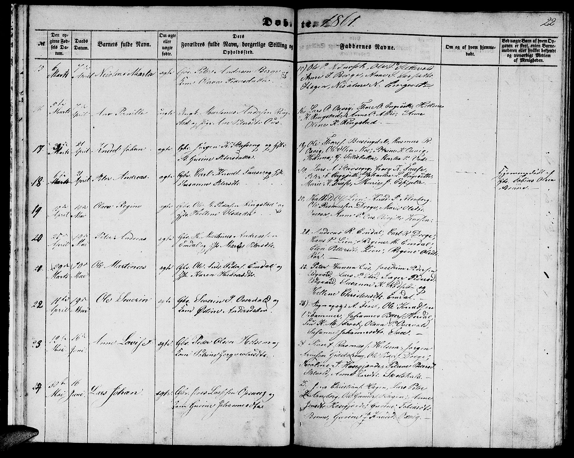 Ministerialprotokoller, klokkerbøker og fødselsregistre - Møre og Romsdal, AV/SAT-A-1454/520/L0291: Klokkerbok nr. 520C03, 1854-1881, s. 22