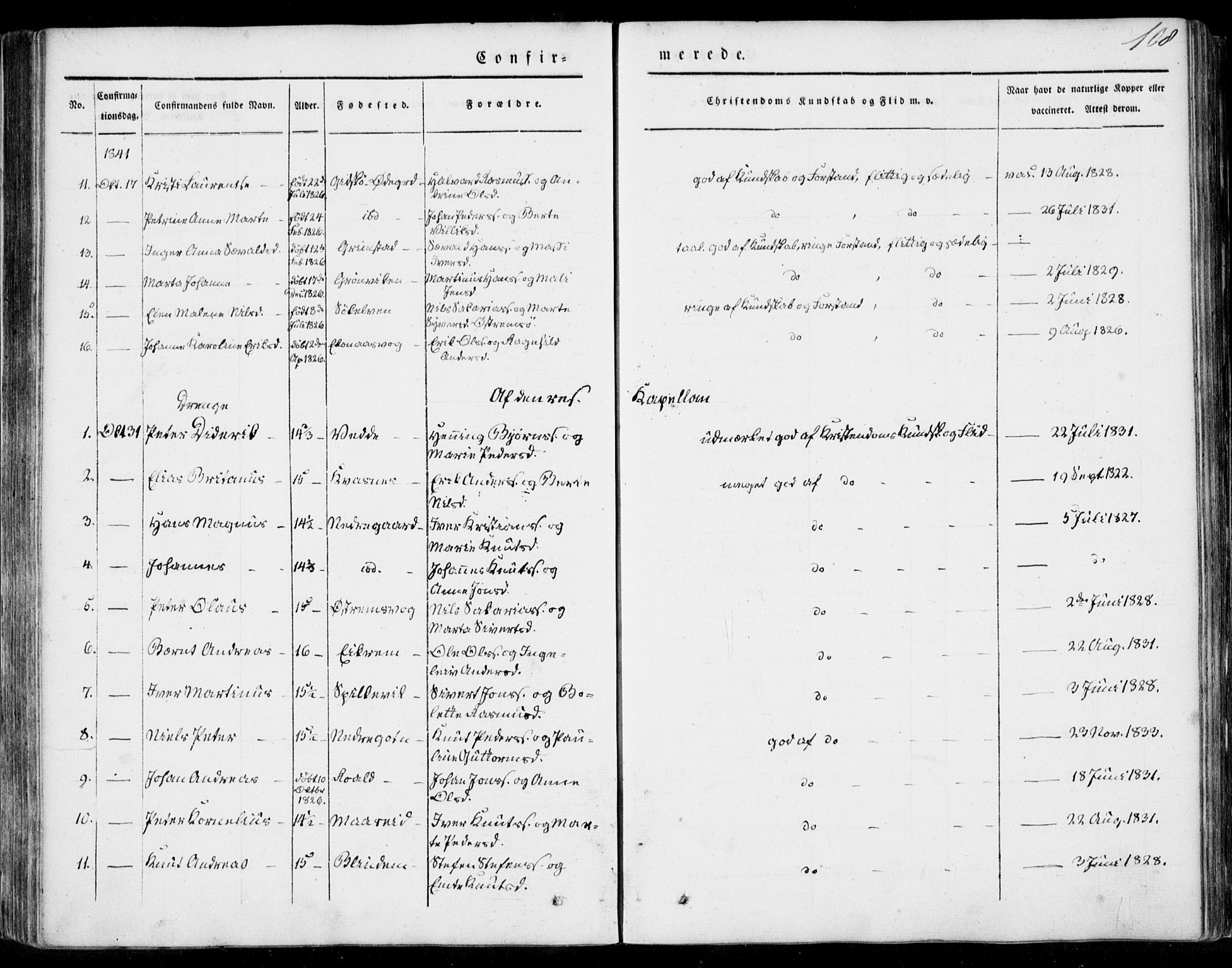 Ministerialprotokoller, klokkerbøker og fødselsregistre - Møre og Romsdal, AV/SAT-A-1454/528/L0396: Ministerialbok nr. 528A07, 1839-1847, s. 108